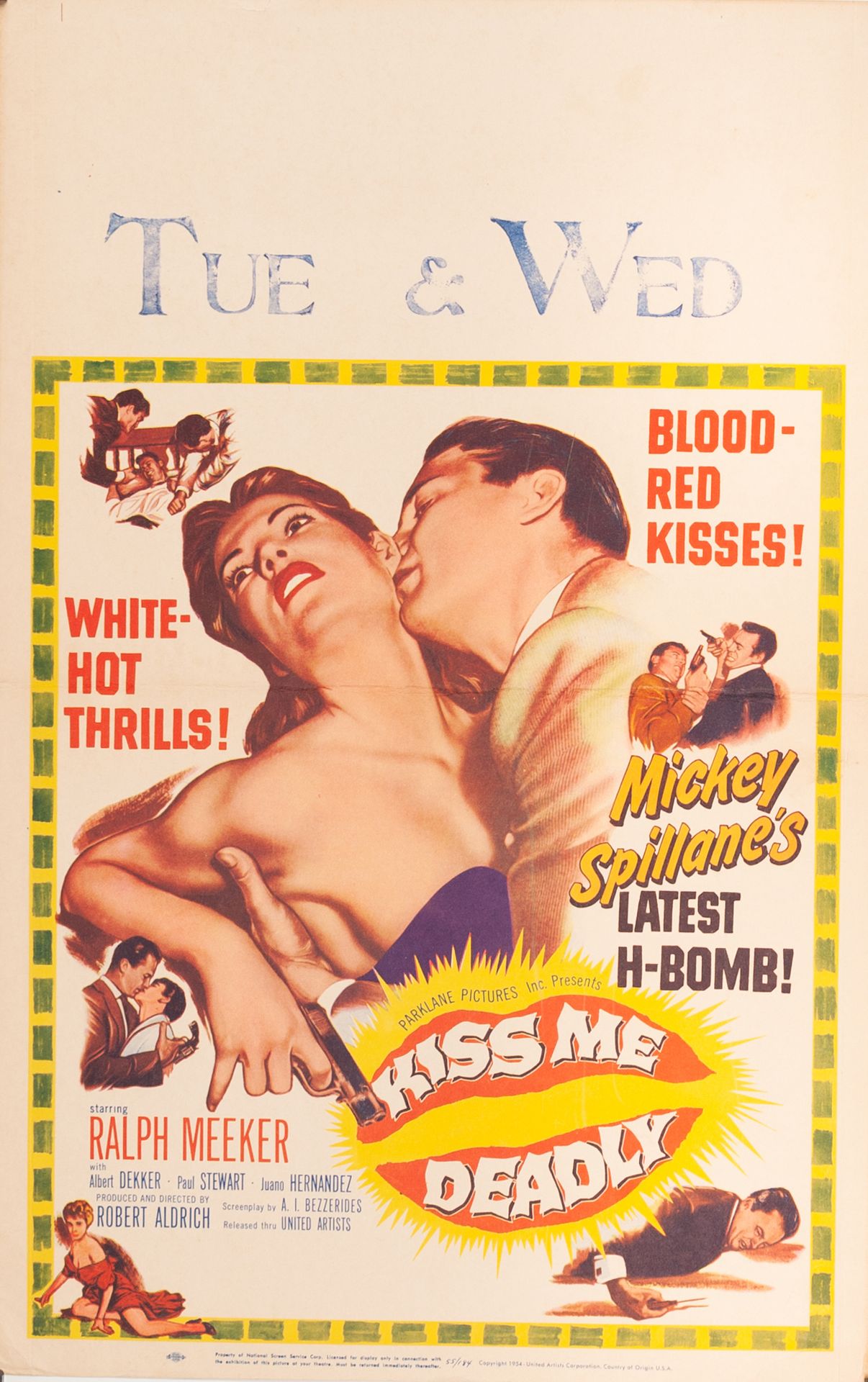 Null KISS ME DEADLY 罗伯特-奥尔德里奇。1955年。
36 x 56 cm。美国海报（窗口卡）。无符号。没有印刷。
条件A