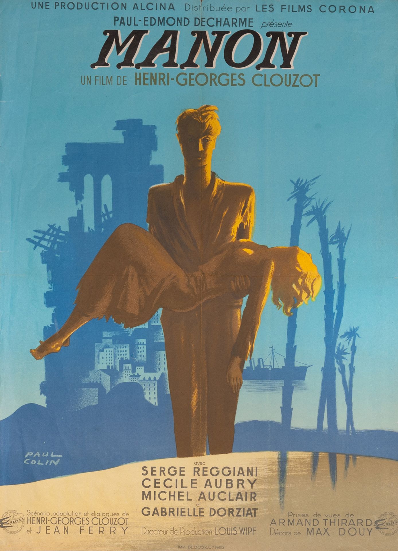 Null MANON Henri-Georges Clouzot. 1949.
60 x 80 cm. Manifesto francese. Paul Col&hellip;