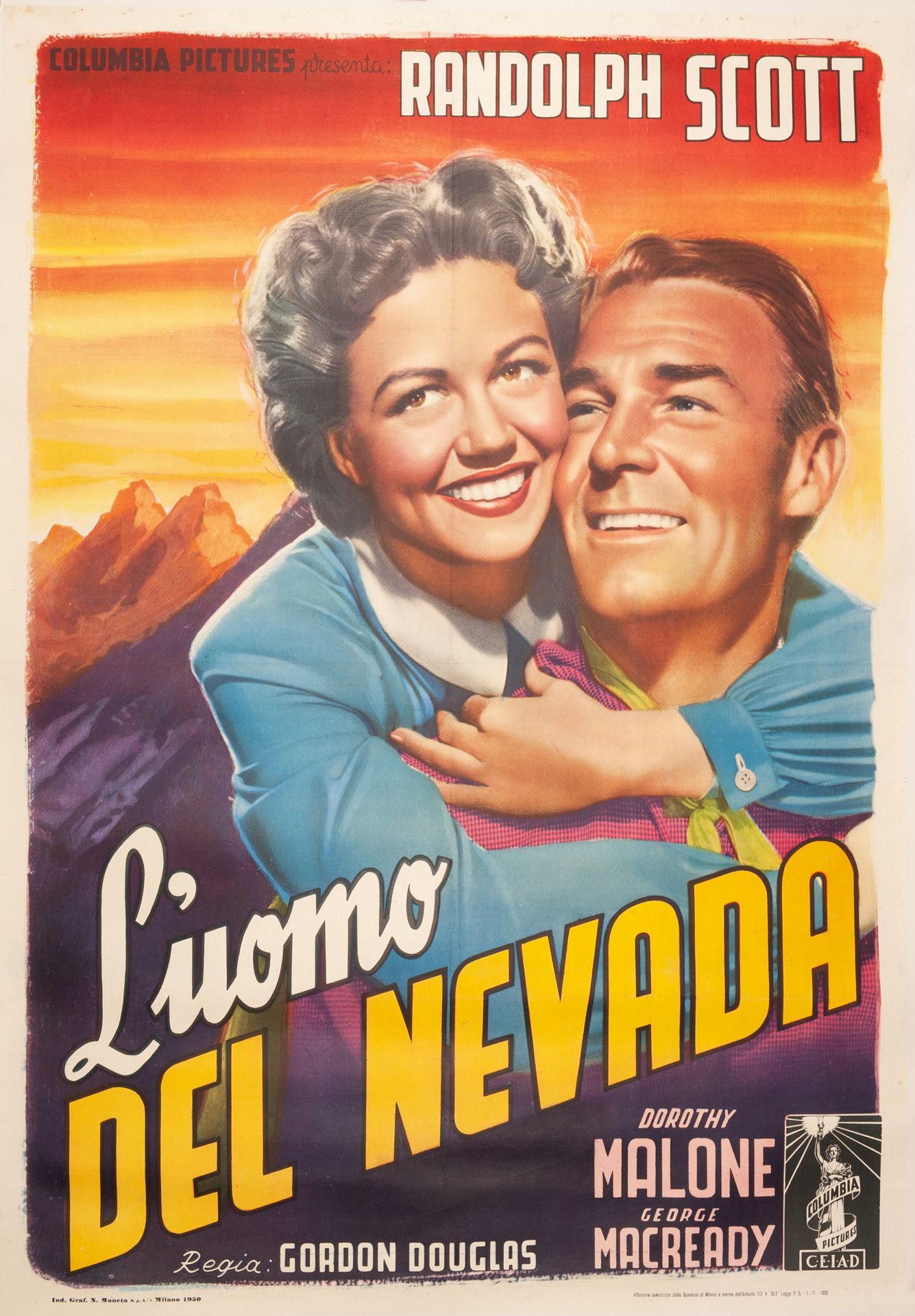 Null L'UOMO DEL NEVADA /
THE NEVADAN Gordon Douglas. 1950.
100 x 140 cm. Italian&hellip;