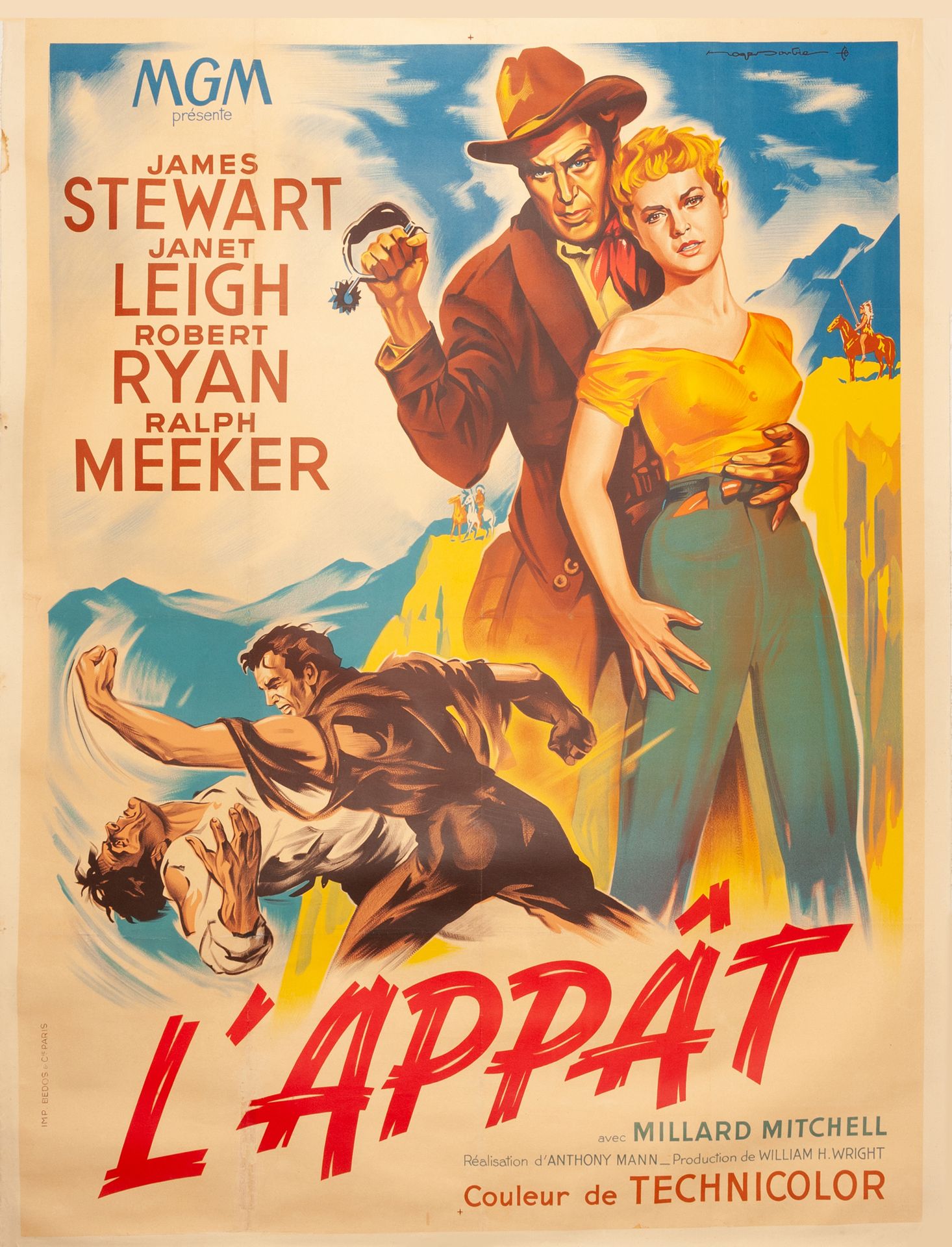 Null L'APPAT / THE NAKED SPUR Anthony Mann. 1953.
120 x 160 cm.法国海报。罗杰-苏比Imp. Be&hellip;