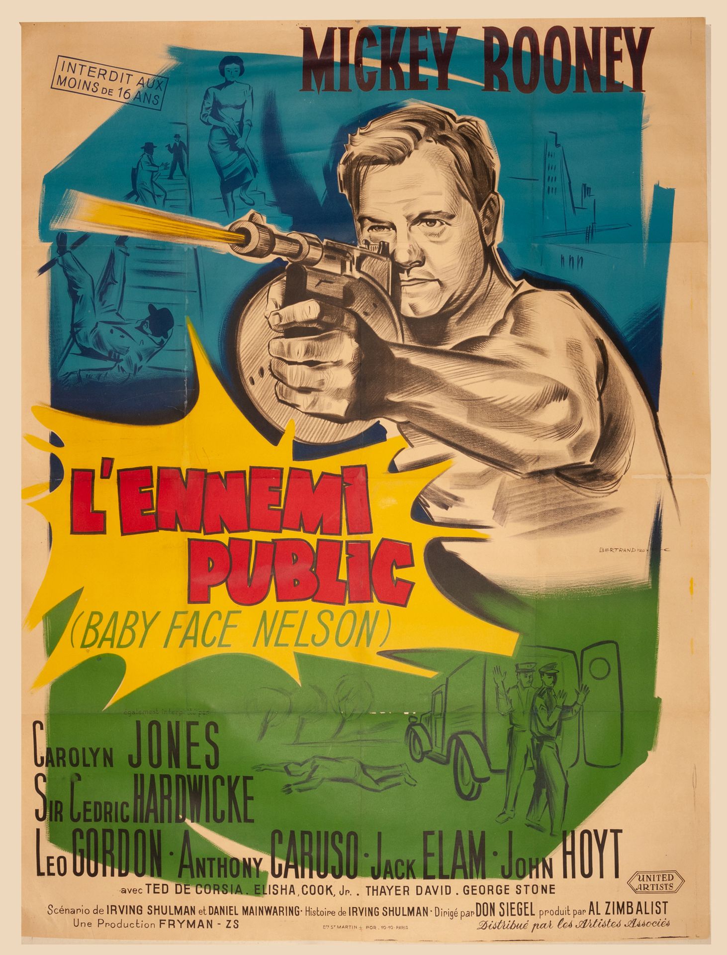 Null Public ENEMY /
BABY FACE NELSON Don Siegle.1957年。
120 x 160厘米。法国海报。安德烈-贝特朗（&hellip;
