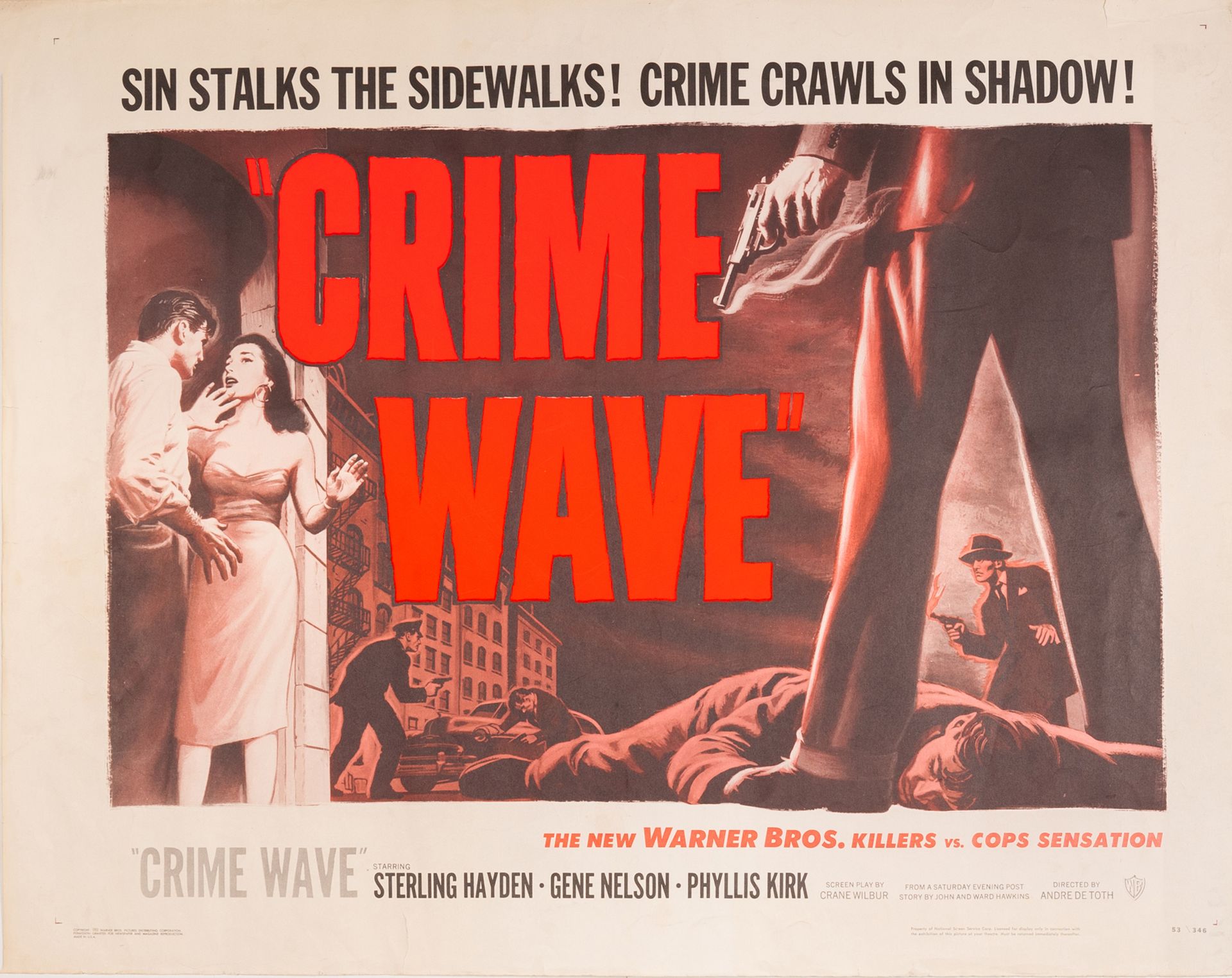 Null CRIME WAVE André De Toth. 1953.
55 x 71 cm.美国海报（半张）。无符号。没有印刷。条件B