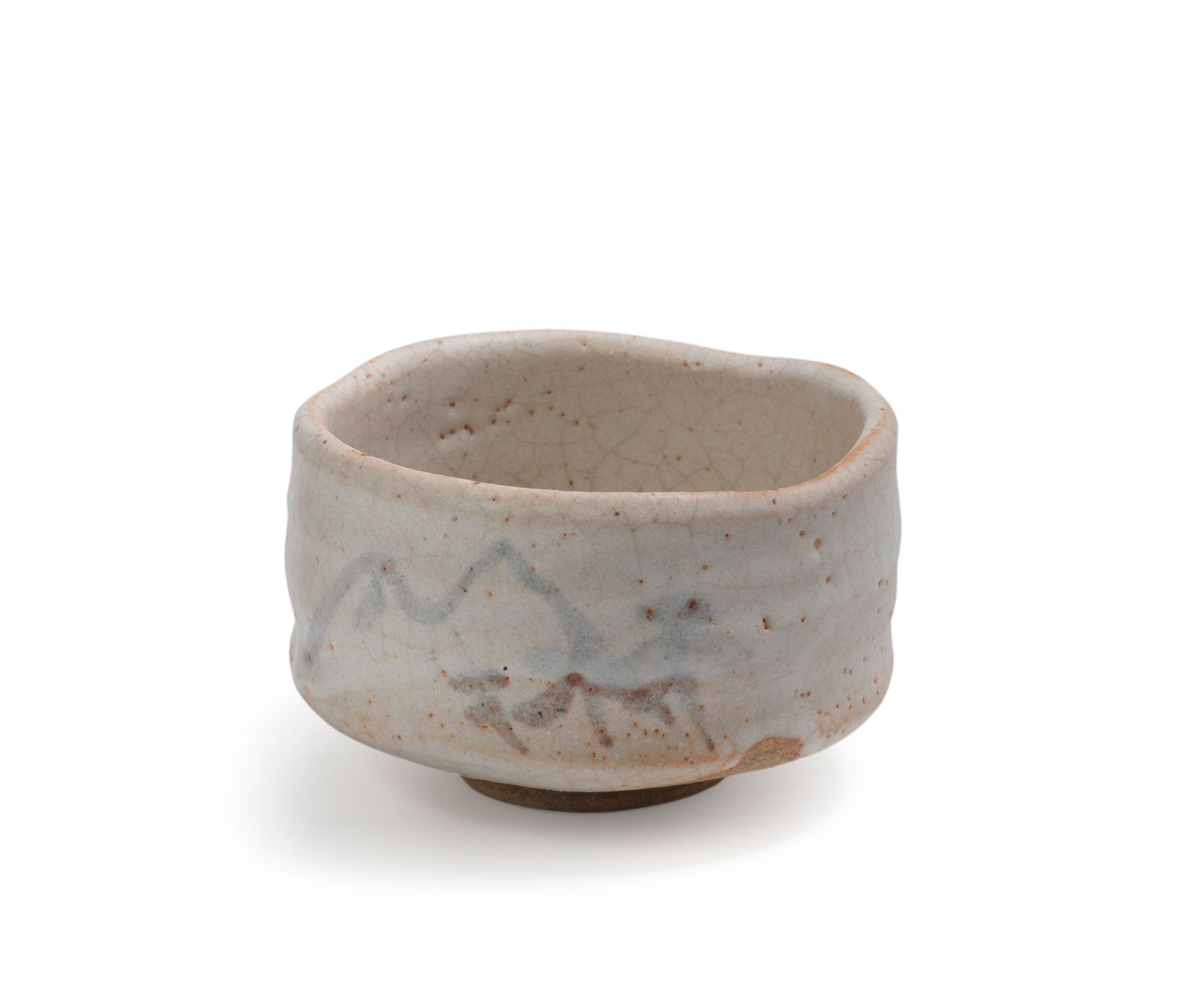JAPON, Fours de Mino - XXe siècle Chawan (tea bowl) in white glazed stoneware of&hellip;