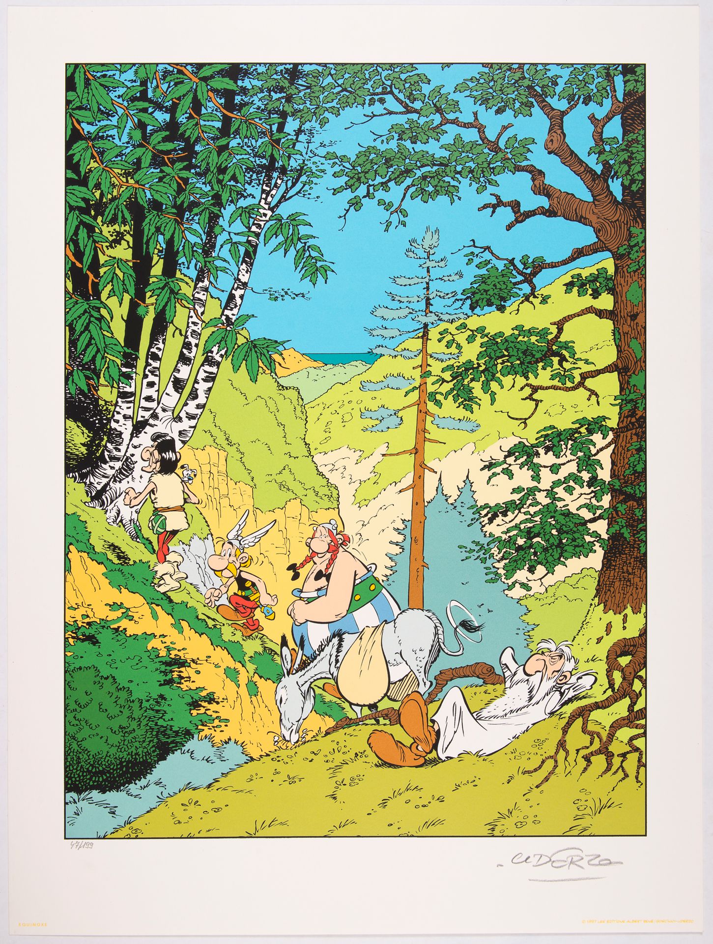 UDERZO 书法：由Equinoxe出版的《Asterix in Corsica》中华丽的大型书法（60 x 80厘米）从未展出过。极好的有编号和签名的印刷品&hellip;