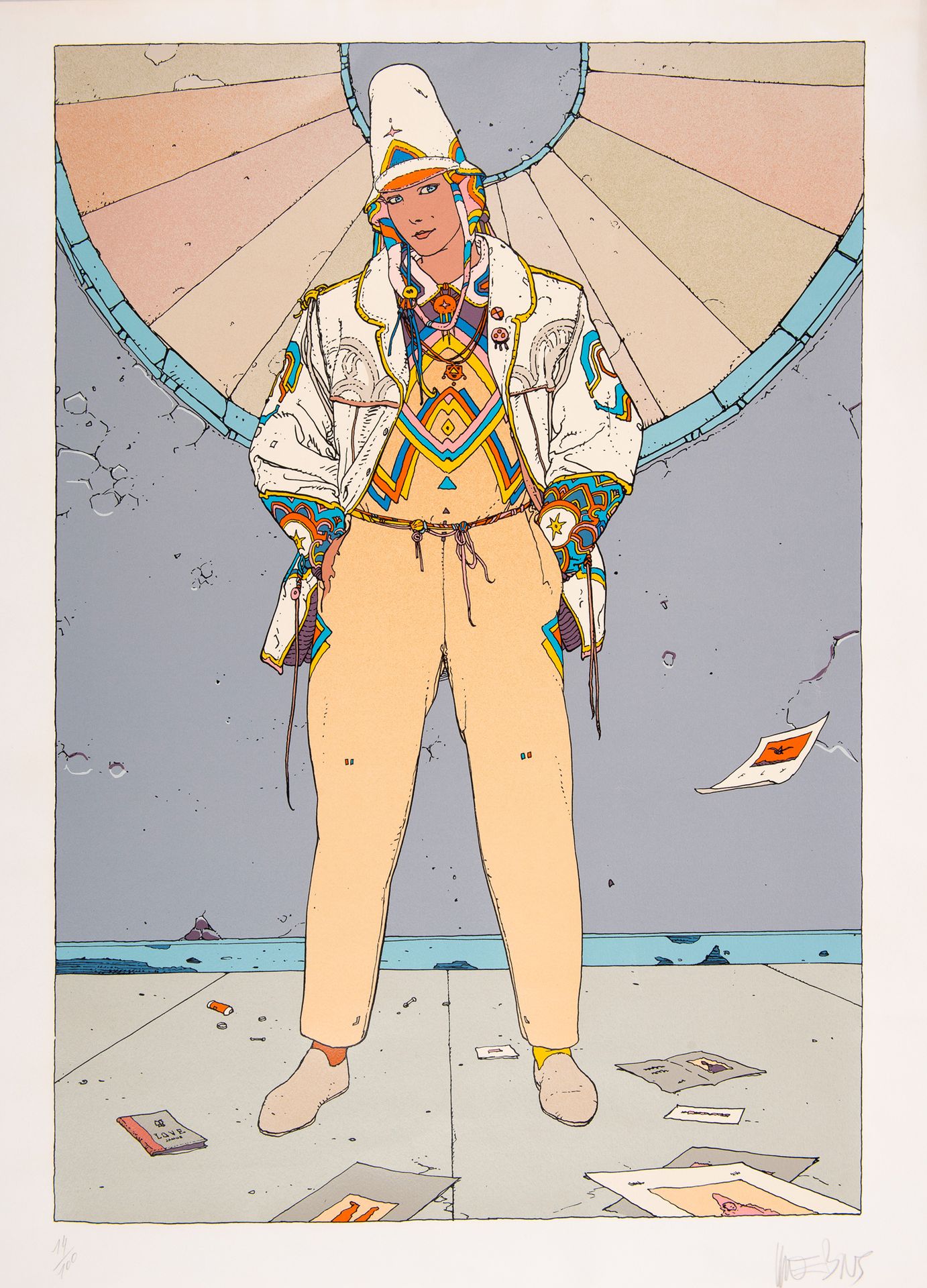 MOEBIUS Serigraphy : Starwatcher 1 color print (woman standing). Numbered (/100)&hellip;