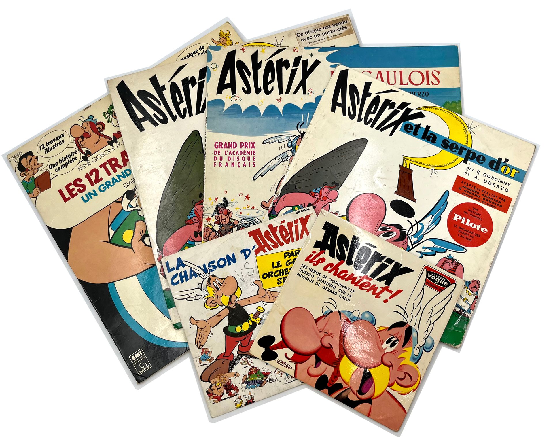 UDERZO Set of 6 Asterix discs: Ils chantent (45T, 1966), La chanson d'Astérix (4&hellip;