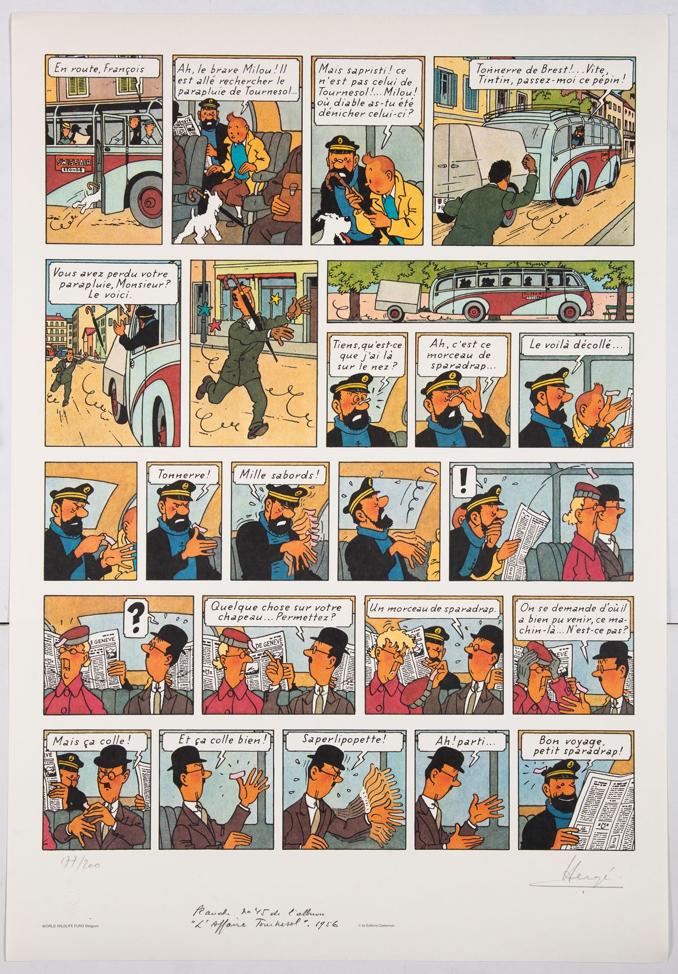 HERGÉ Serigrafia per il WWF: Superba serigrafia di grande formato (70 x 100 cm) &hellip;