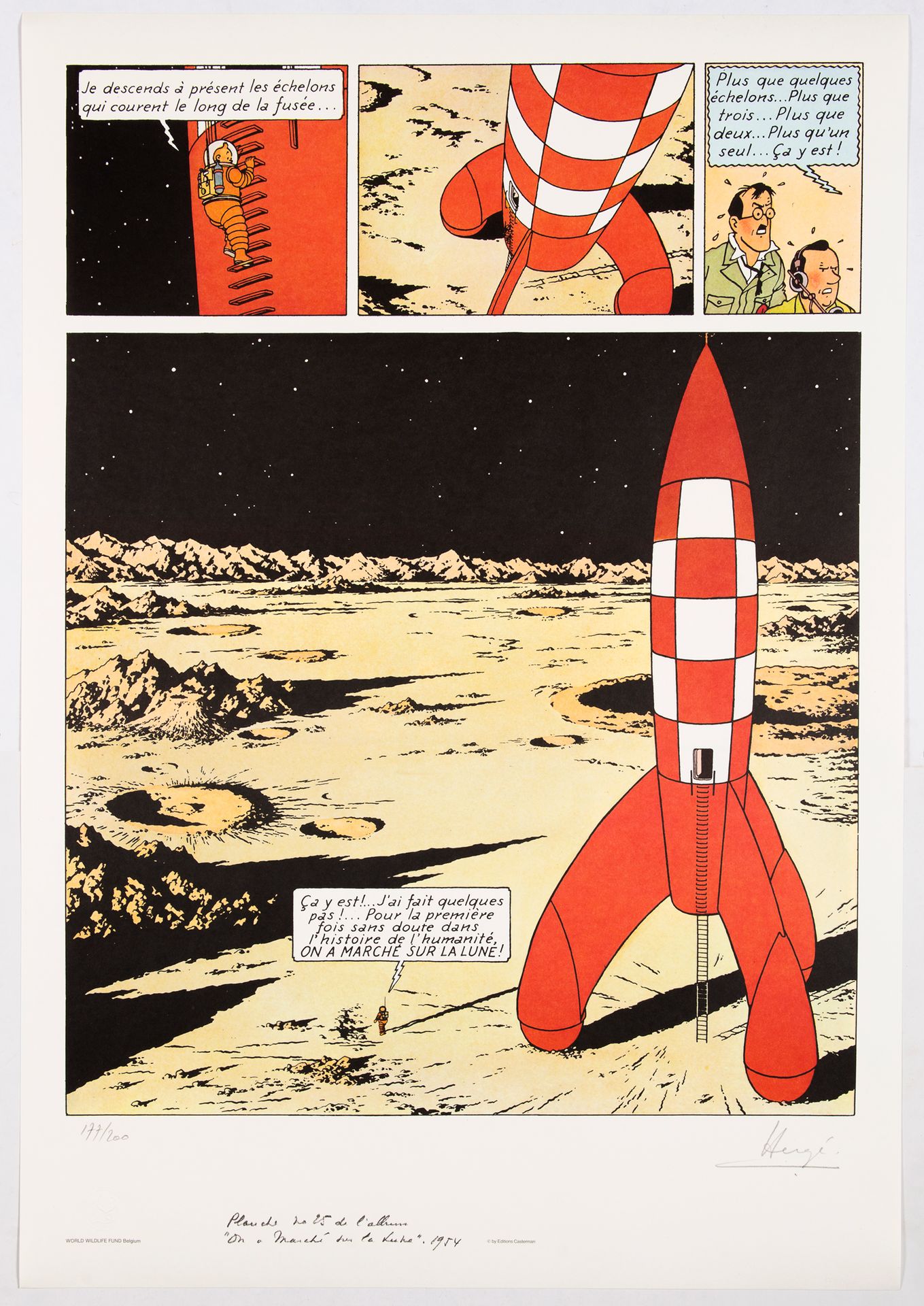 HERGÉ Sérigraphie pour le WWF : Superbe sérigraphie grand format (70 x 100 cm) i&hellip;