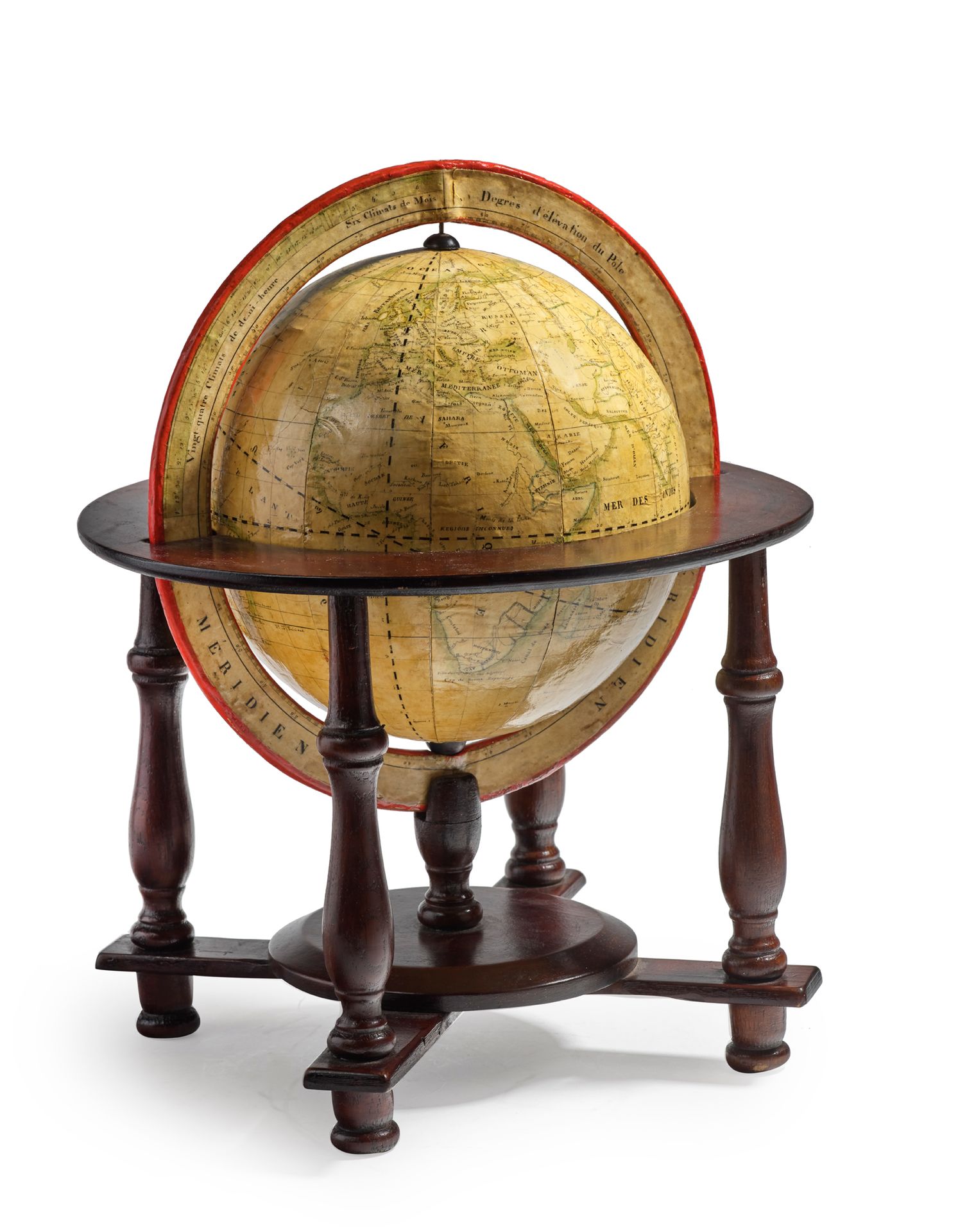 Null Manuscript globe signed B. PLAGNARD in Limoges, dated 1833
Later quadripod &hellip;