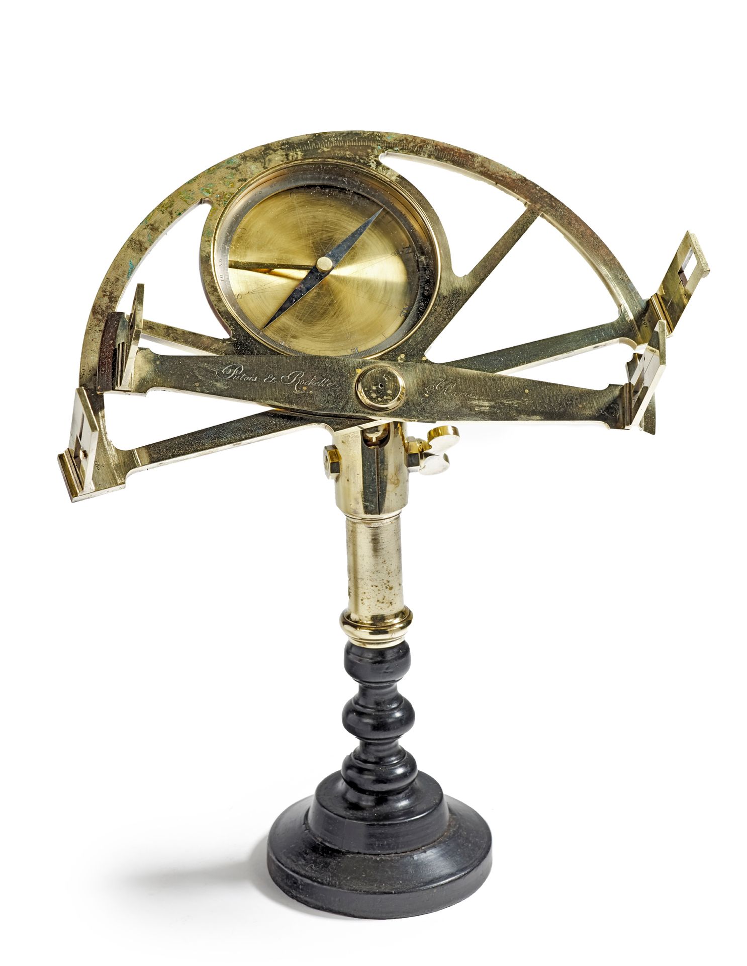 Null Graphometer with pinules in bronze and brass, signed PUTOIS et ROCHETTE in &hellip;