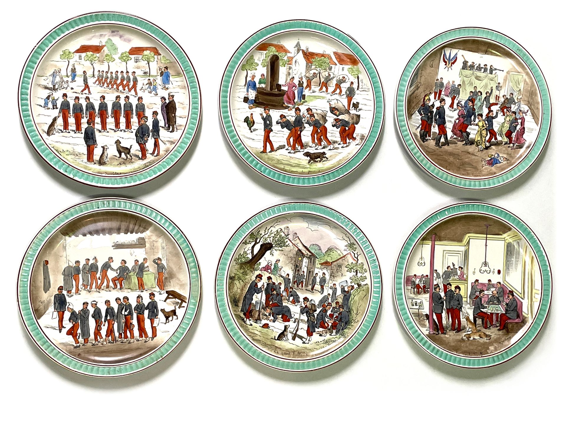Null Creil and Montereau Suite of six polychrome earthenware dessert plates.
Dia&hellip;