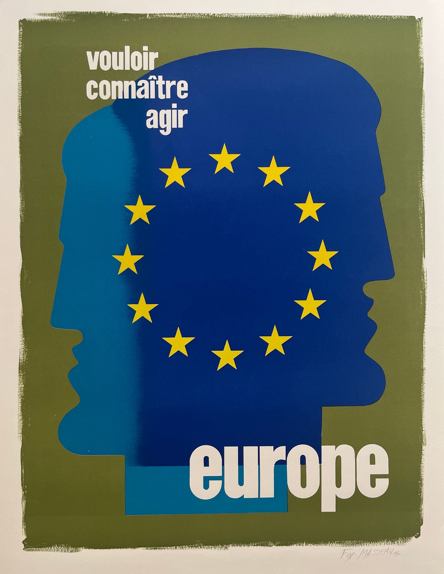 FIX-MASSEAU Pierre, Europe. Vouloir connaitre agir. 1987. Affiche lithographique&hellip;