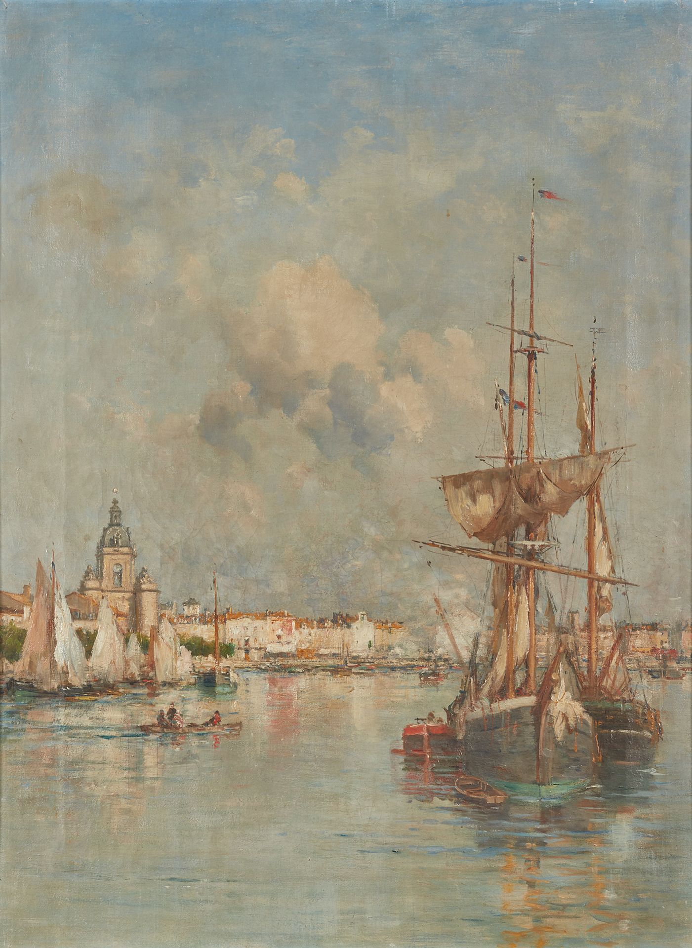 Charles LAPOSTOLET (1824-1890) 返回港口
布面油画，无签名
54 x 73 cm