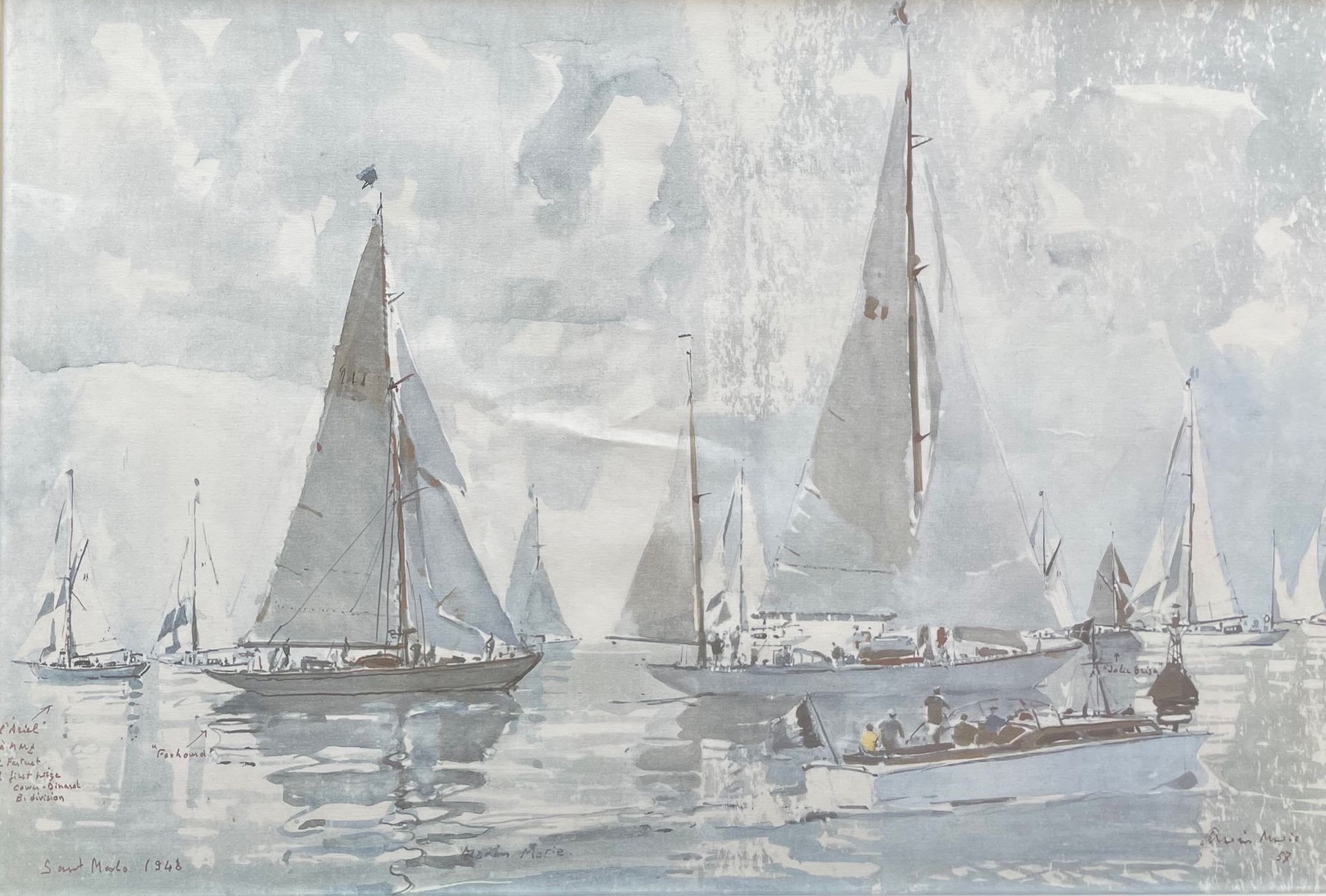 MARIN MARIE (1901-1987) d'après 帆船赛，圣马洛 1948年
Jacomet工艺 44 x 64 cm