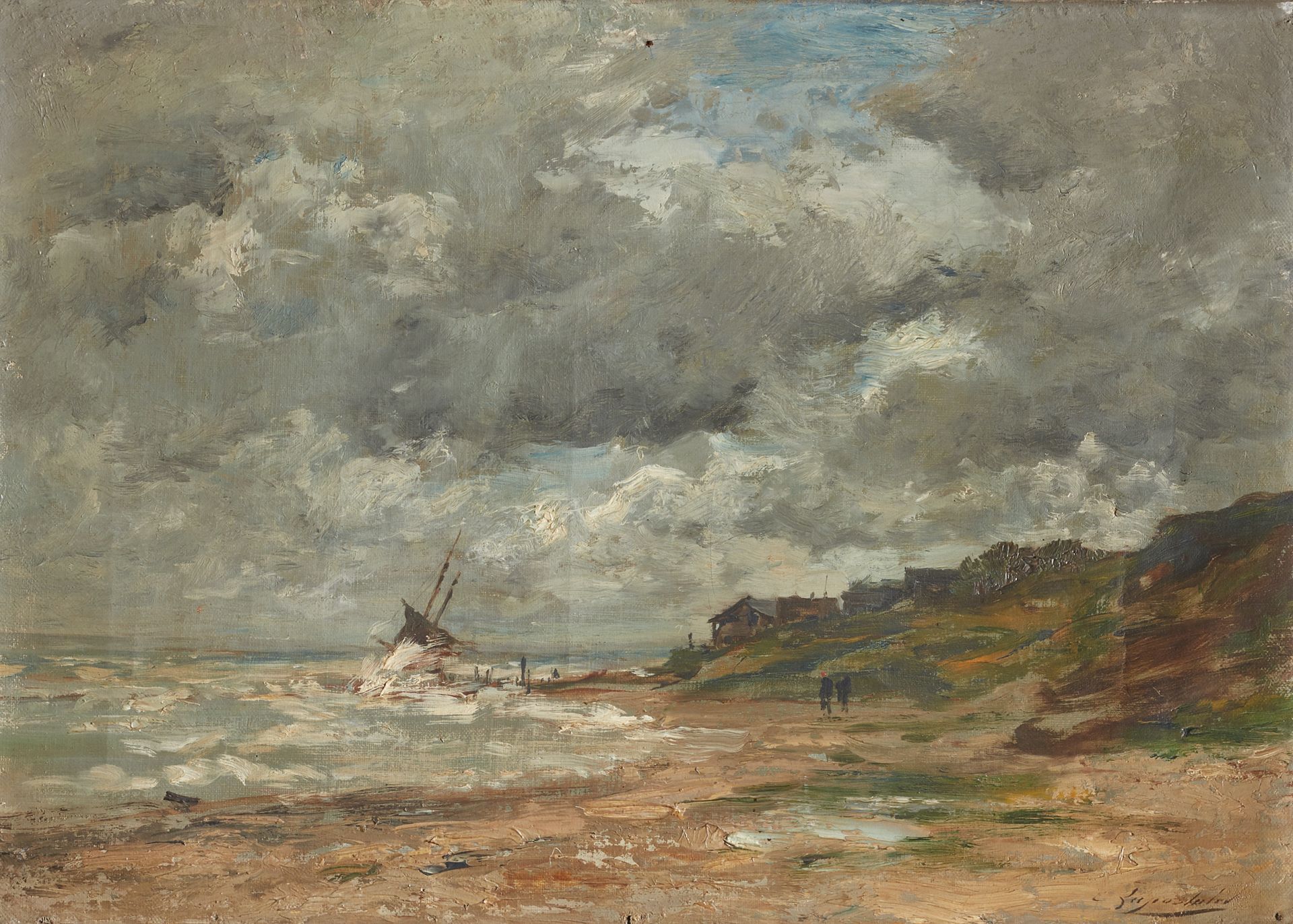 Charles LAPOSTOLET (1824-1890) 海岸线
布面油画，右下角有签名
33 x 46,5 cm