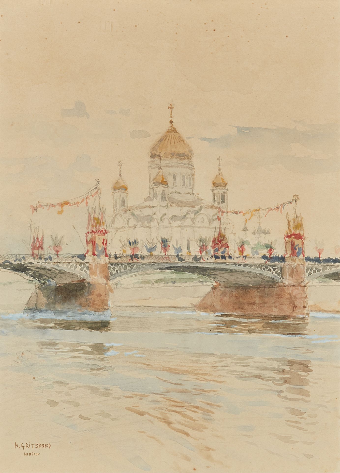 Nikolai Nikolaievich GRITSENKO (1856-1900) 基督救世主大教堂
水彩画，左下角有签名，位于莫斯科28.5 x 20.5厘&hellip;