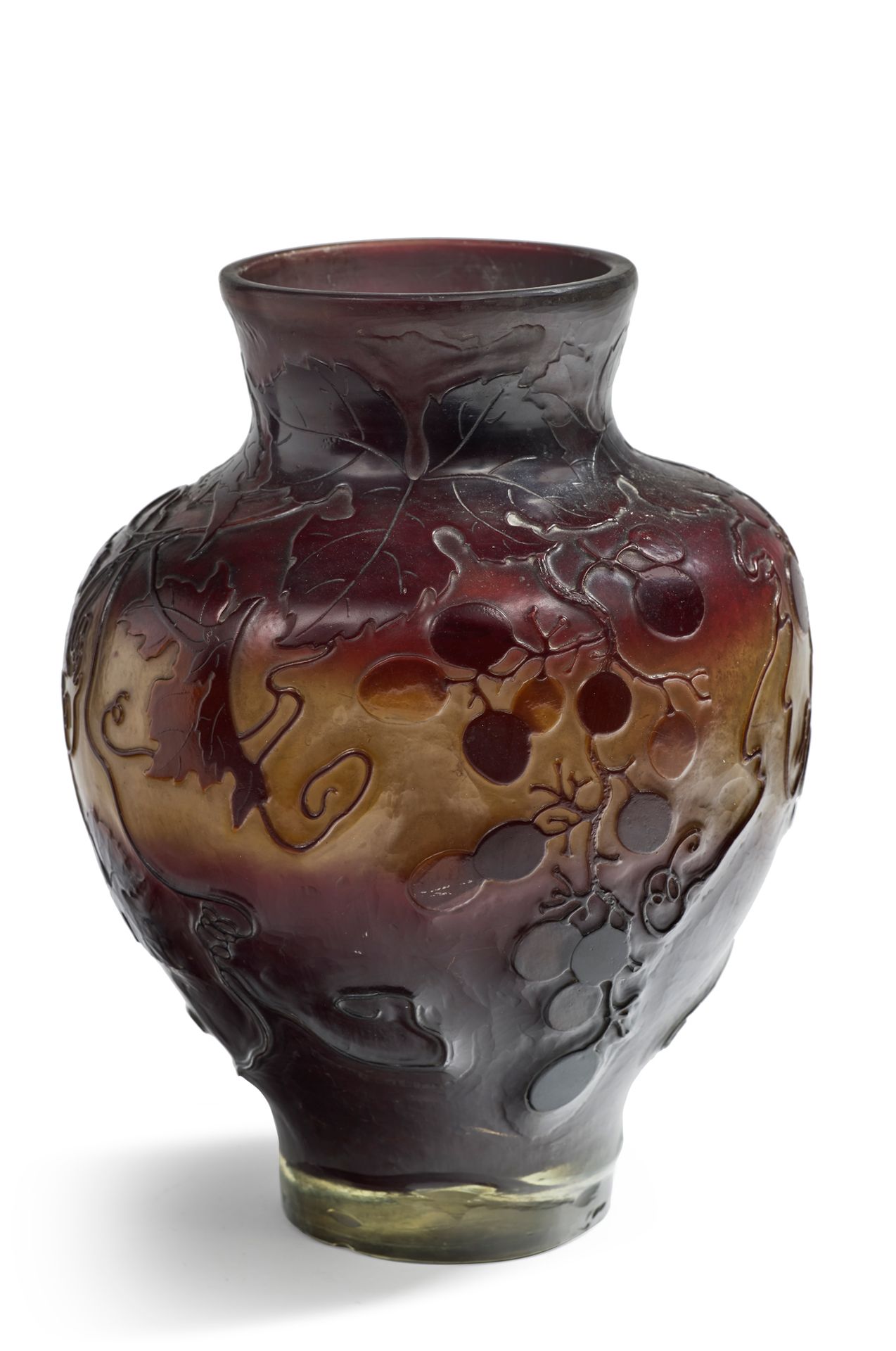 Émile GALLÉ (1846-1904) Vase à panse ovoïde en verre doublé à décor dégagé à l'a&hellip;