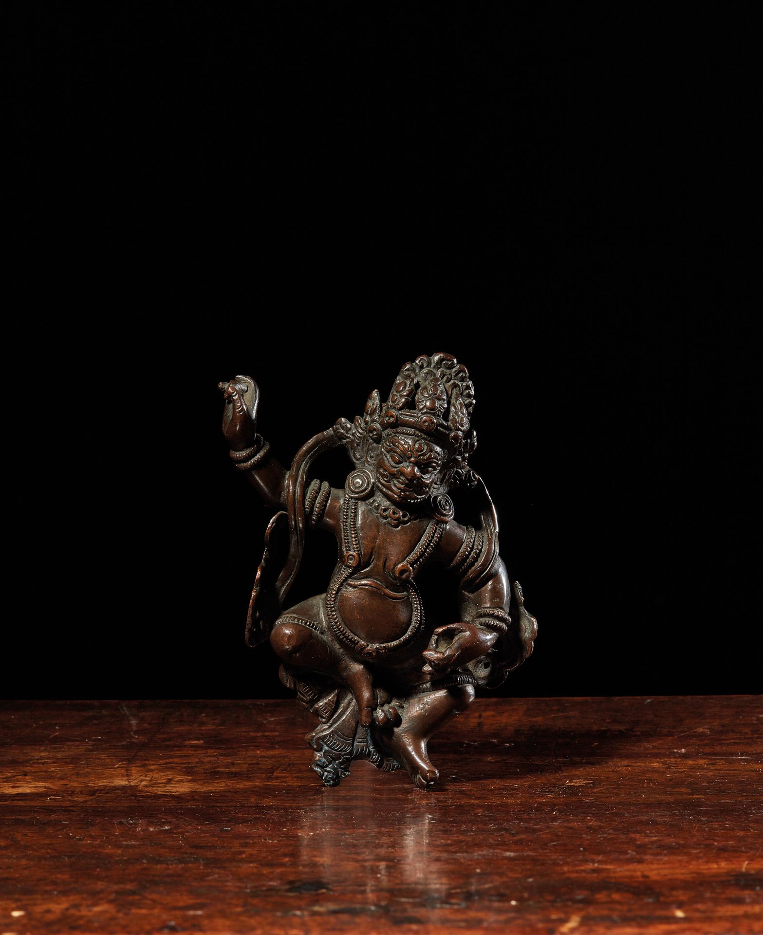 TIBET - XVIIIe/XIXe siècle Bronze statuette with brown patina, Mahakala, probabl&hellip;