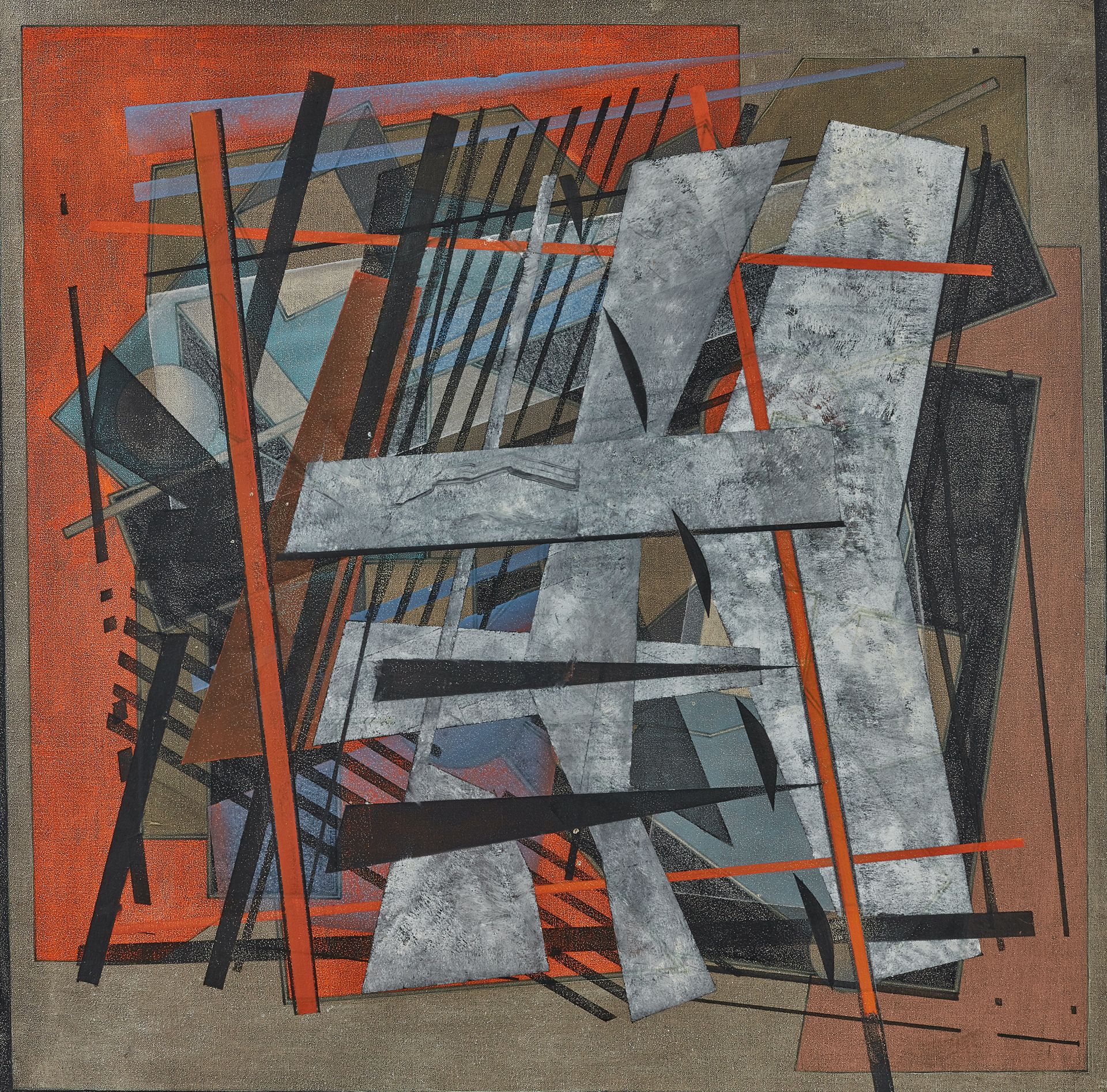 Alain Le YAOUANC (1940) 作文
布面混合媒体，未署名
80 x 80 cm