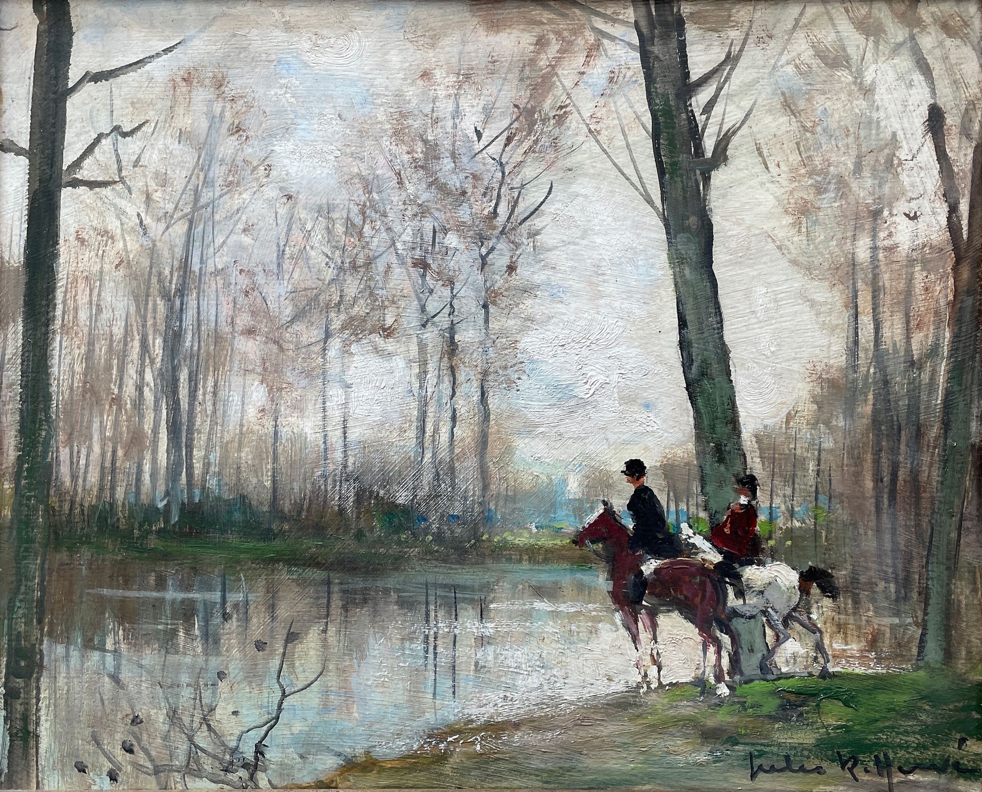 Jules René HERVÉ (1887-1981) Riders by the pond
Oil on cardboard, signed lower r&hellip;