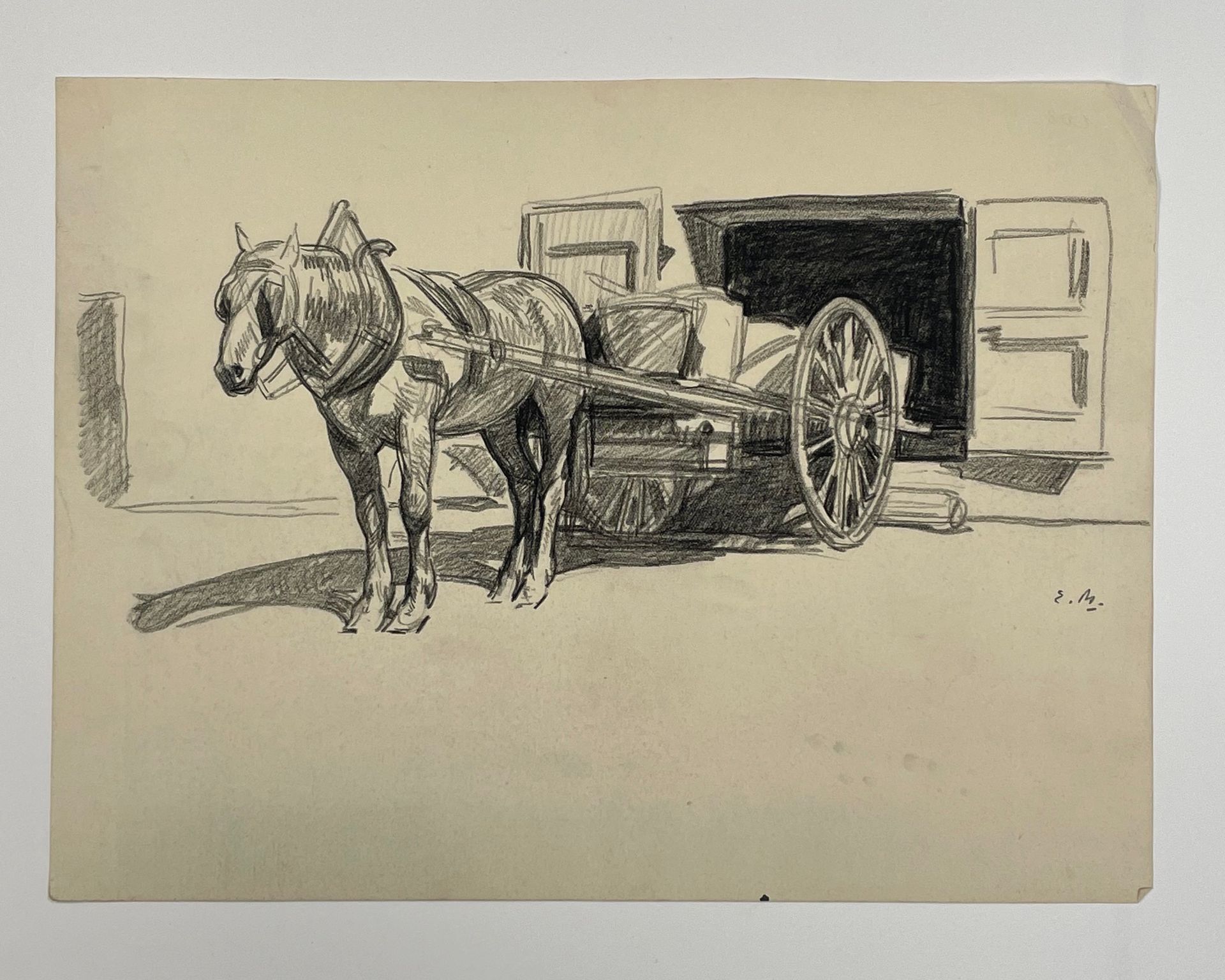 Null "Horse and carriage" - Émile Marie Beaume 

Graphite drawing on paper, sign&hellip;