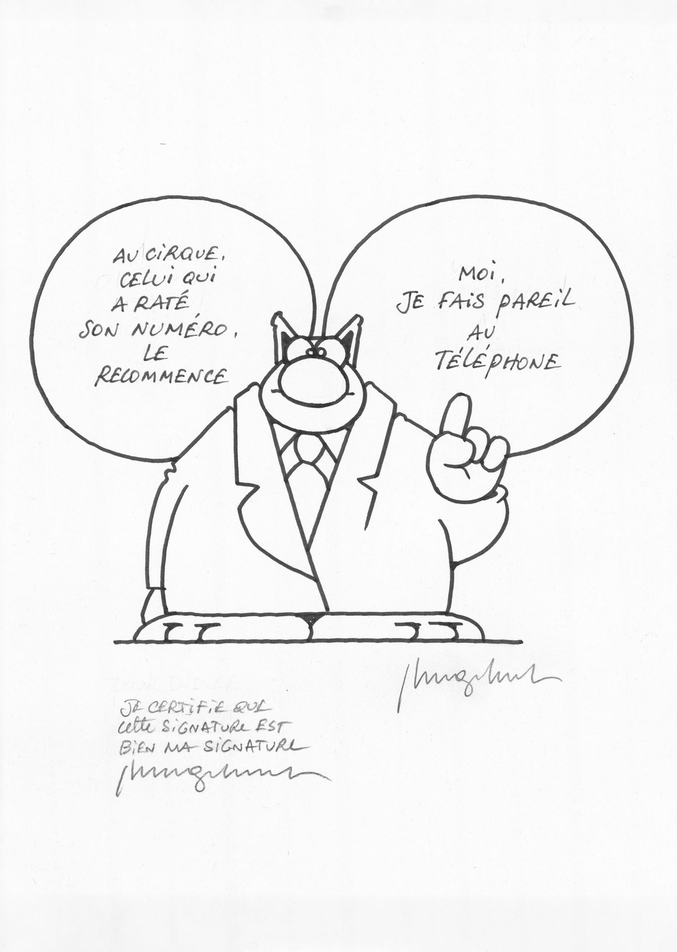 Philippe GELUCK (né en 1954) * Le Chat
Encre de Chine sur papier pour ce dessin &hellip;