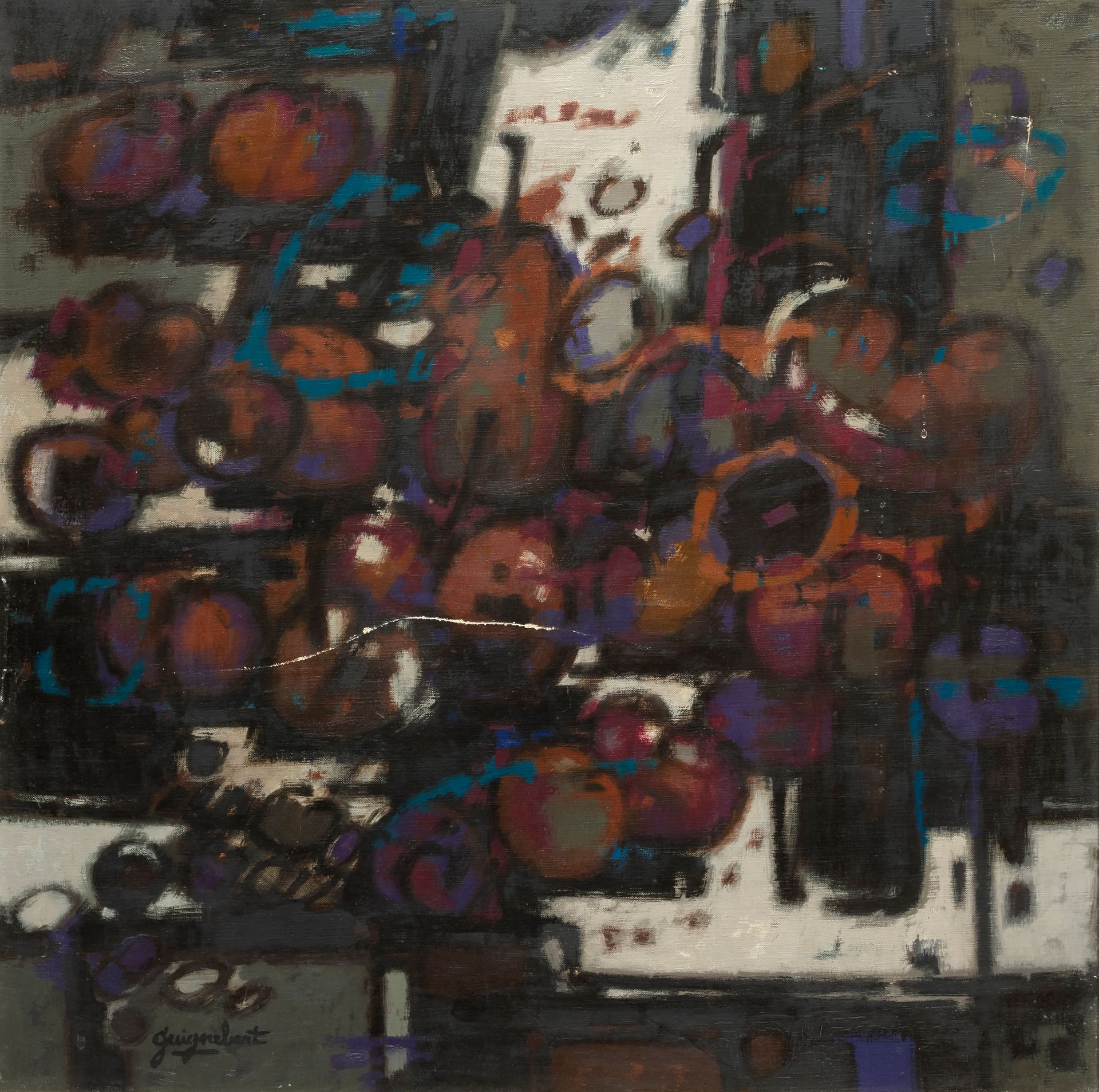 GUIGNEBERT Jean-Claude Composition / Oil on canvas / Signed lower left / 50 x 50&hellip;