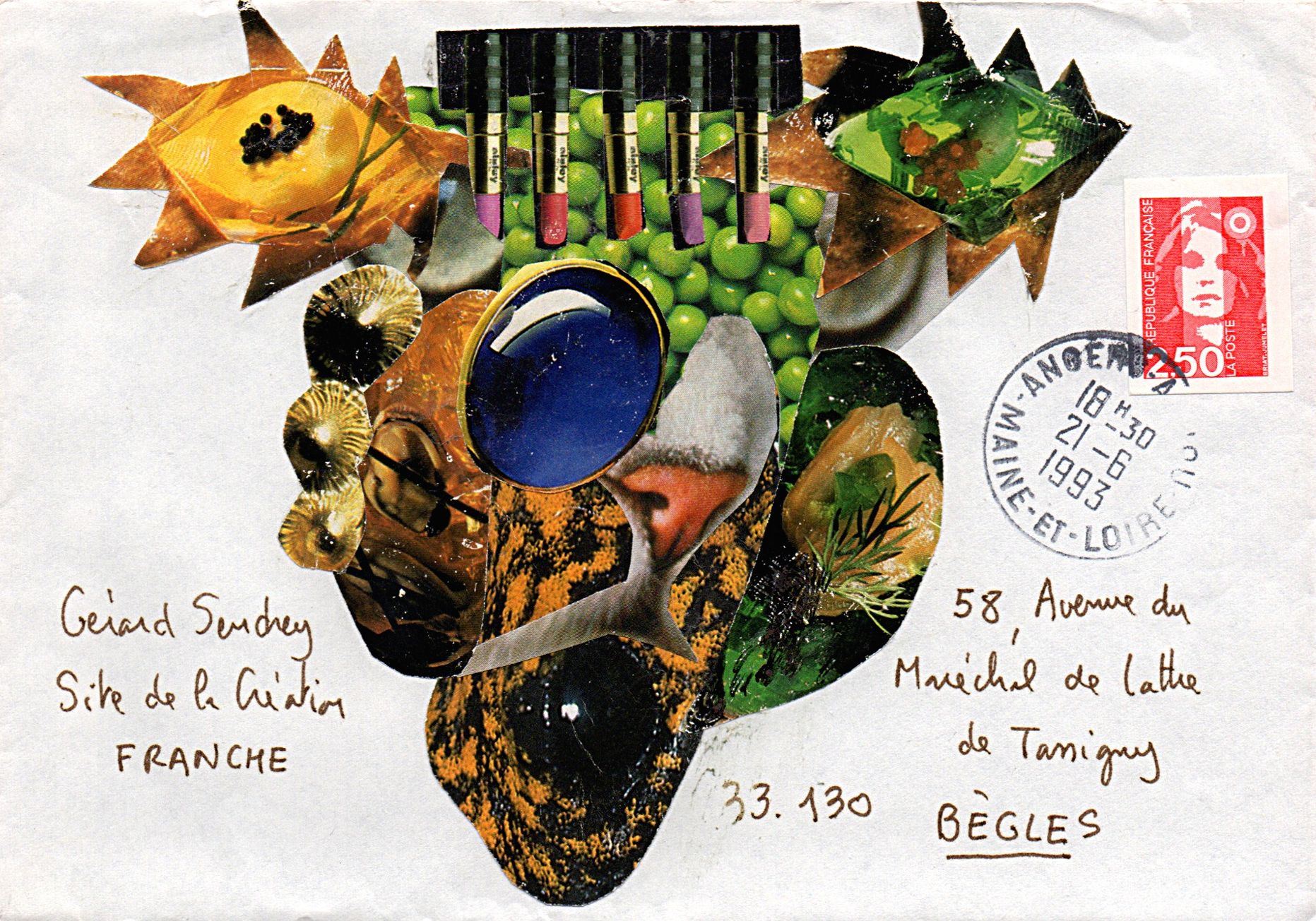 ARNEODO Alain Untitled / Mail-Art Envelope / Mixed media and collage on paper / &hellip;