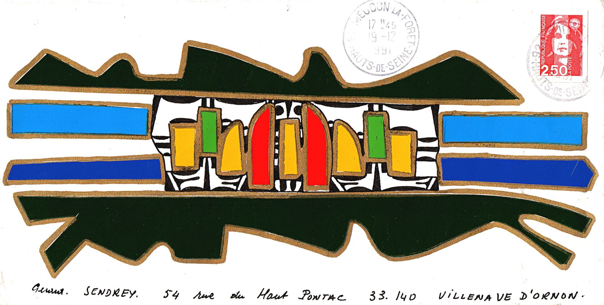PAUZIÉ Alain Sans titre / Enveloppe Mail-Art / Technique mixte et collage sur pa&hellip;