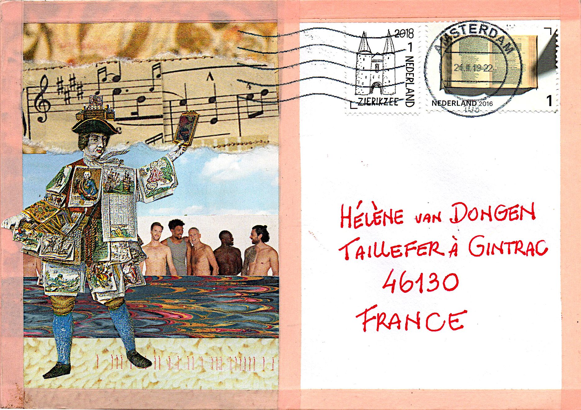 GAERTNER Coco Partition / Enveloppe mail-Art / Collage sur papier / Signé au dos&hellip;