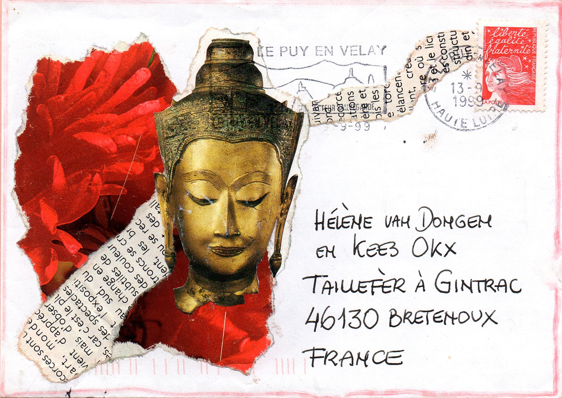 GAERTNER Coco Meditation / Mail-Art Envelope / Collage on paper / Signed on the &hellip;