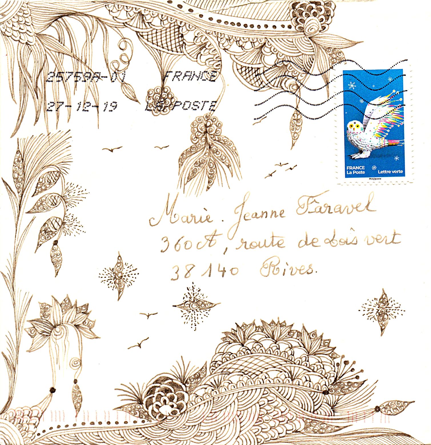 PESSIN Nicole Ohne Titel / Mail-Art Umschlag / Mischtechnik auf Papier / Auf der&hellip;