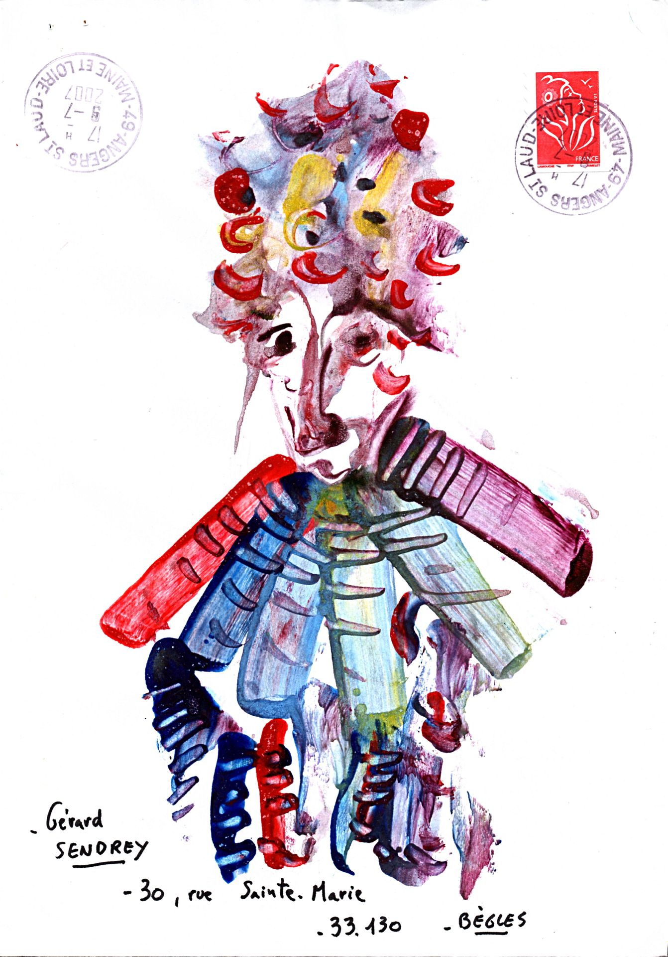 ARNEODO Alain Ohne Titel (12.342) / Mail Art Umschlag / Mischtechnik auf Papier &hellip;