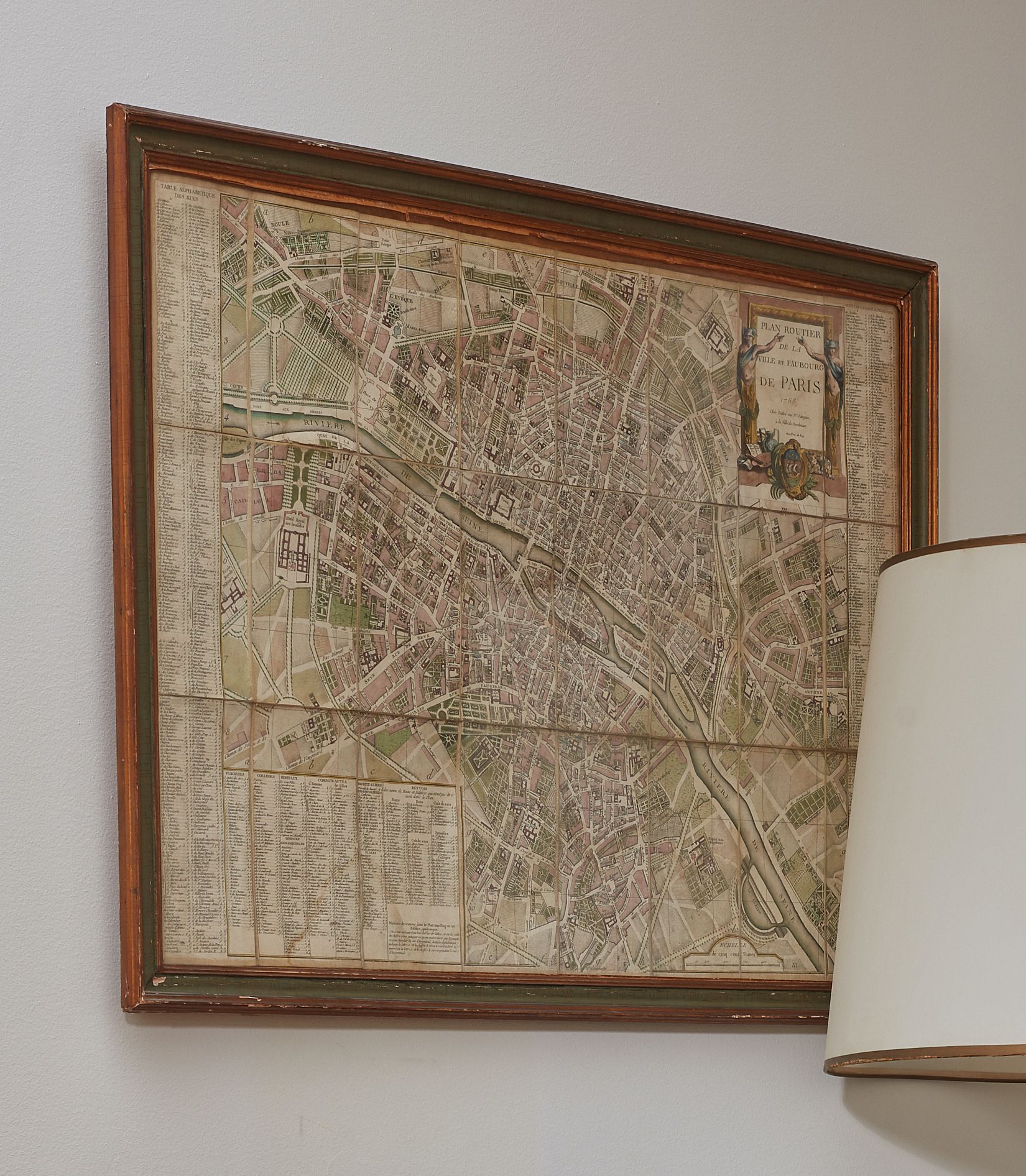 Null Straßenplan der Stadt und des Vororts von Paris 1768.
55 x 77 cm