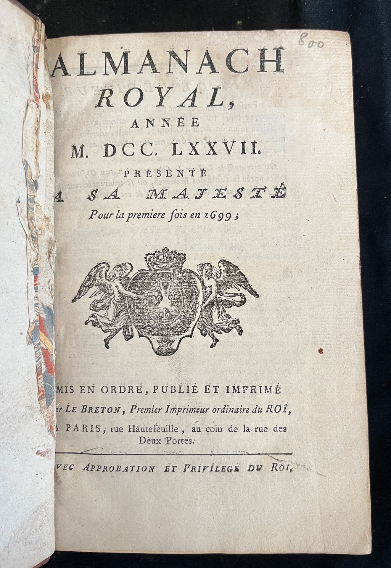 Null [ALMANACH]
Almanach royal pour l'an MDCCLXXVII. Paris, chez Le Breton rue H&hellip;