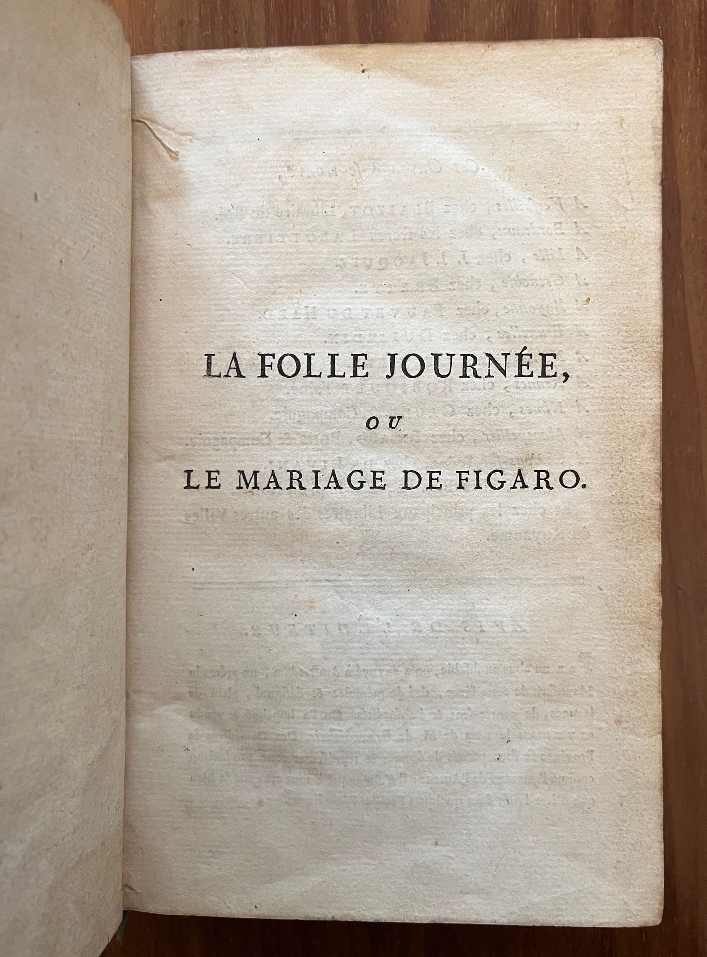 M.De BAUMARCHAIS La folle journée ou le mariage de Figaro, Komödie in fünf Akten&hellip;