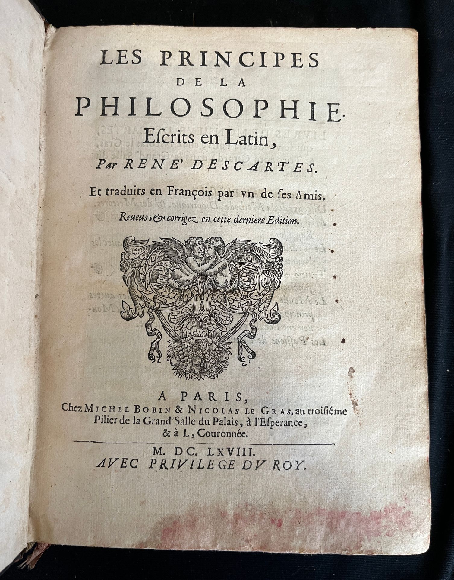 René DESCARTES Les principes de la Philosophie. Paris, chez Michel Bobin & Nicol&hellip;