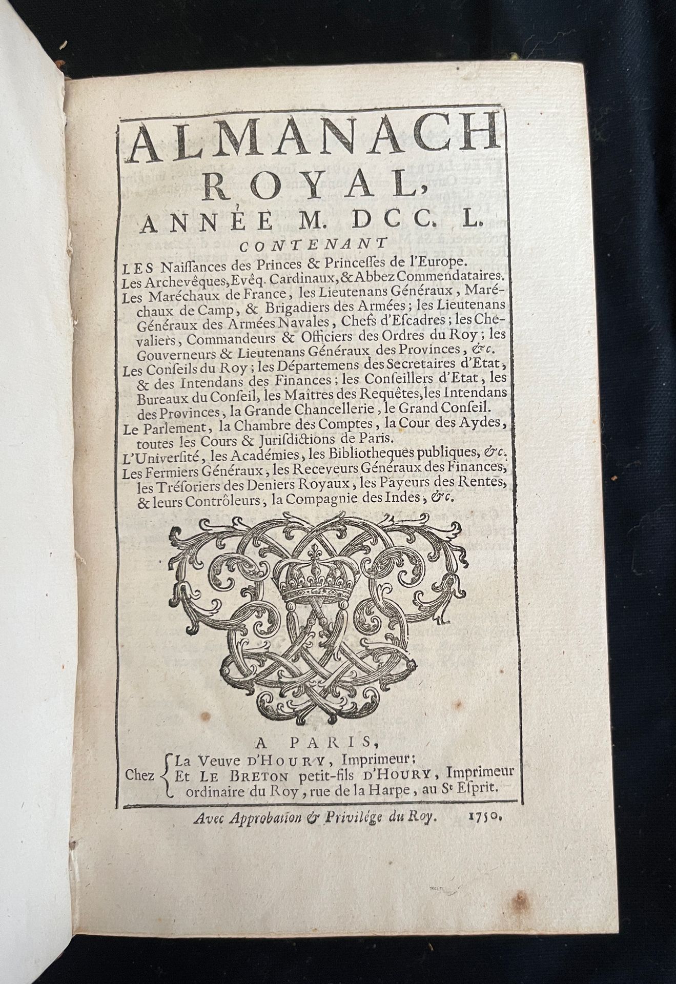 Null [ALMANACH]
Royal Almanac for the year MDCCL. Paris at the home of the widow&hellip;