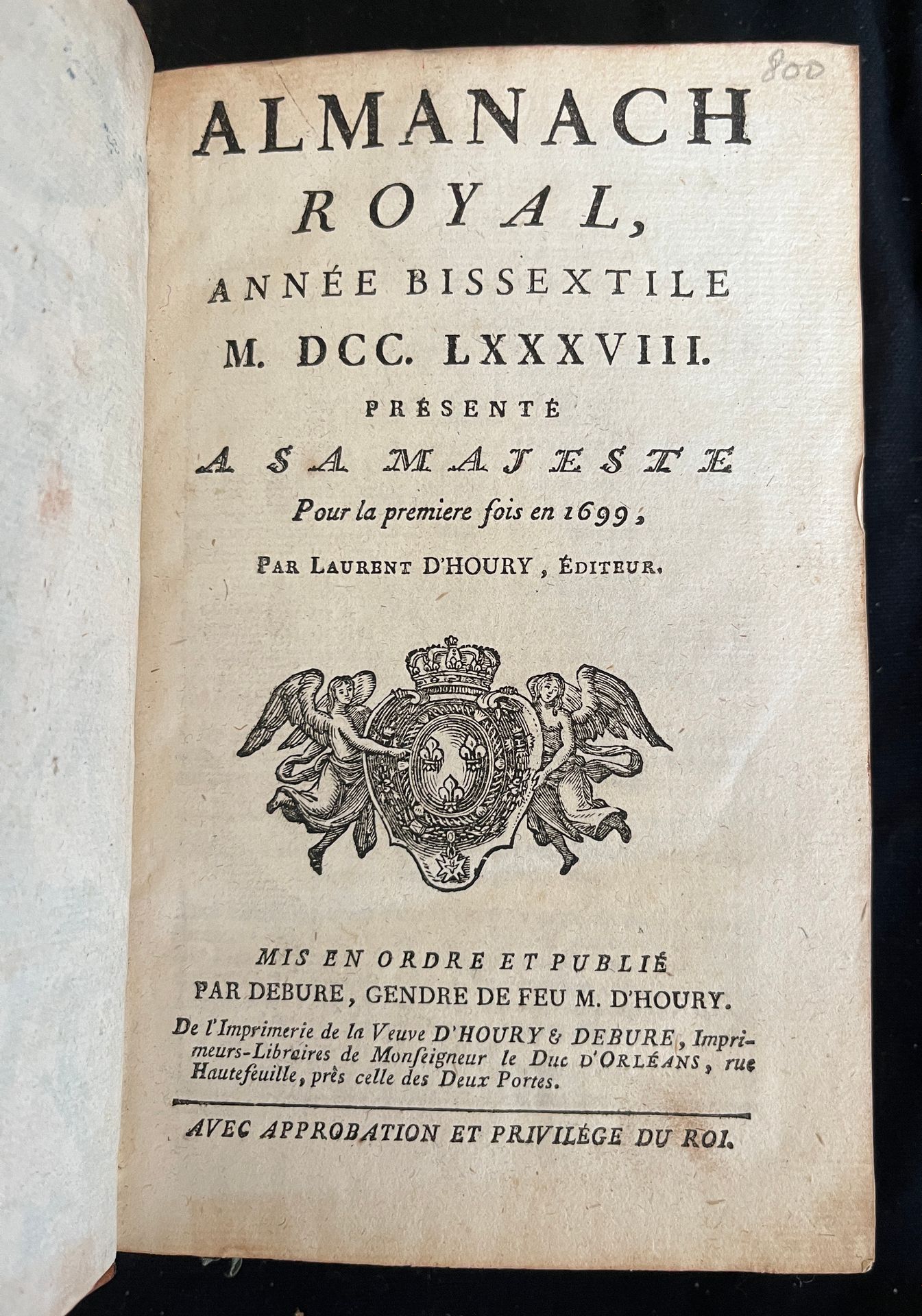 Null [ALMANACH]
Almanach royal pour l'an bissextile MDCCLXXXVIII. Paris, chez d'&hellip;