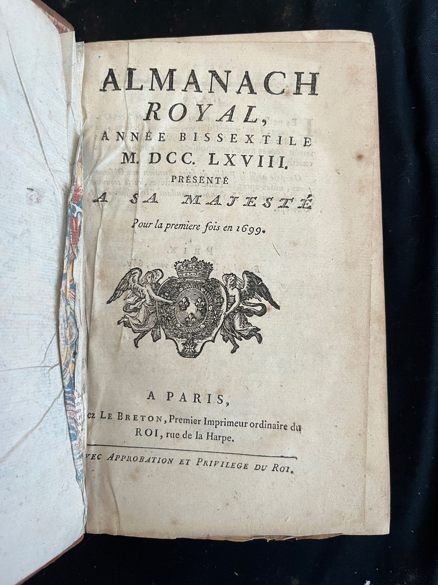 Null [ALMANACH]
Almanach royal pour l'an bissextile MDCCLXVIII (Königlicher Alma&hellip;