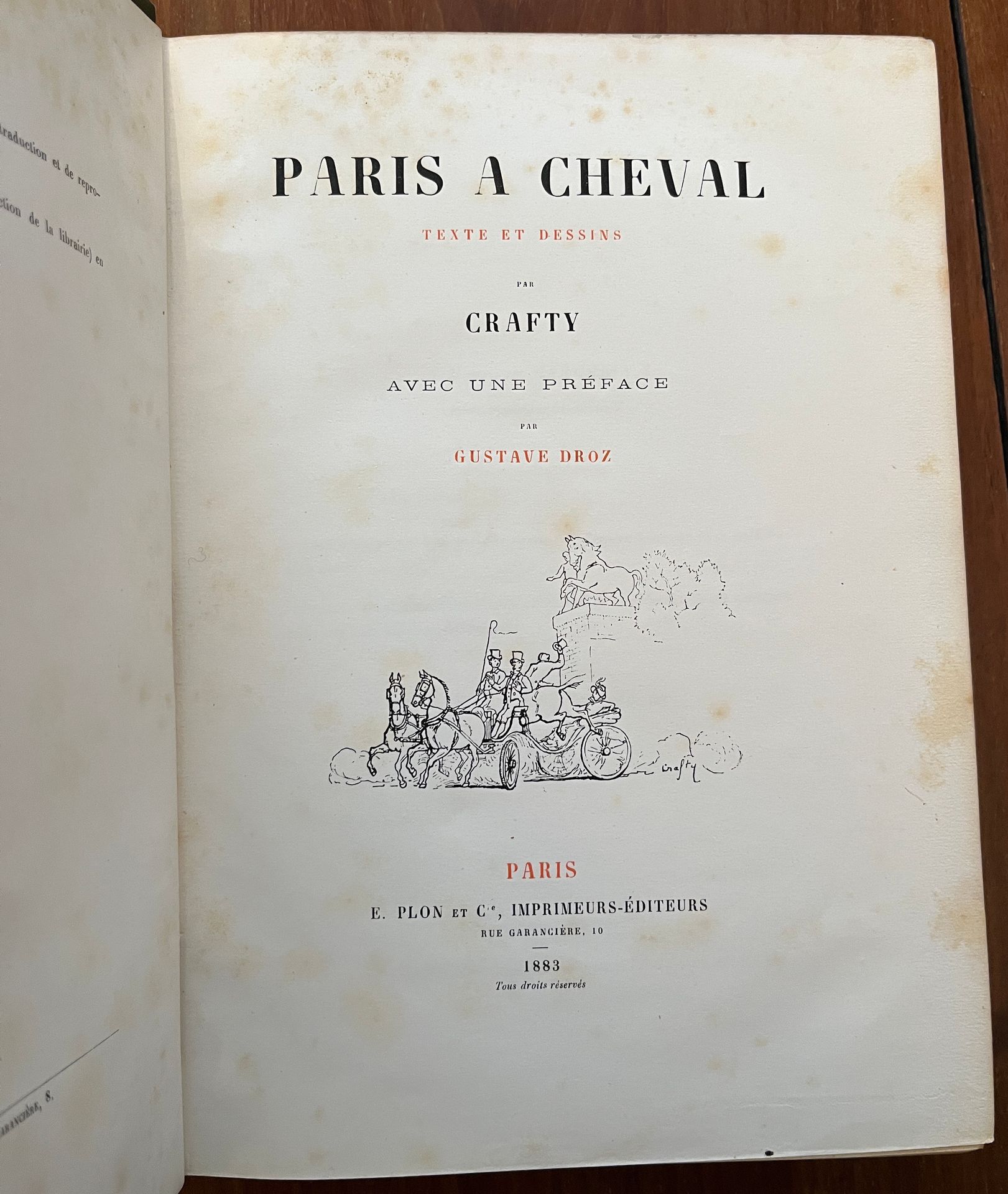 CRAFTY Paris on horseback. Paris, by E. Plon. 1883. In-4