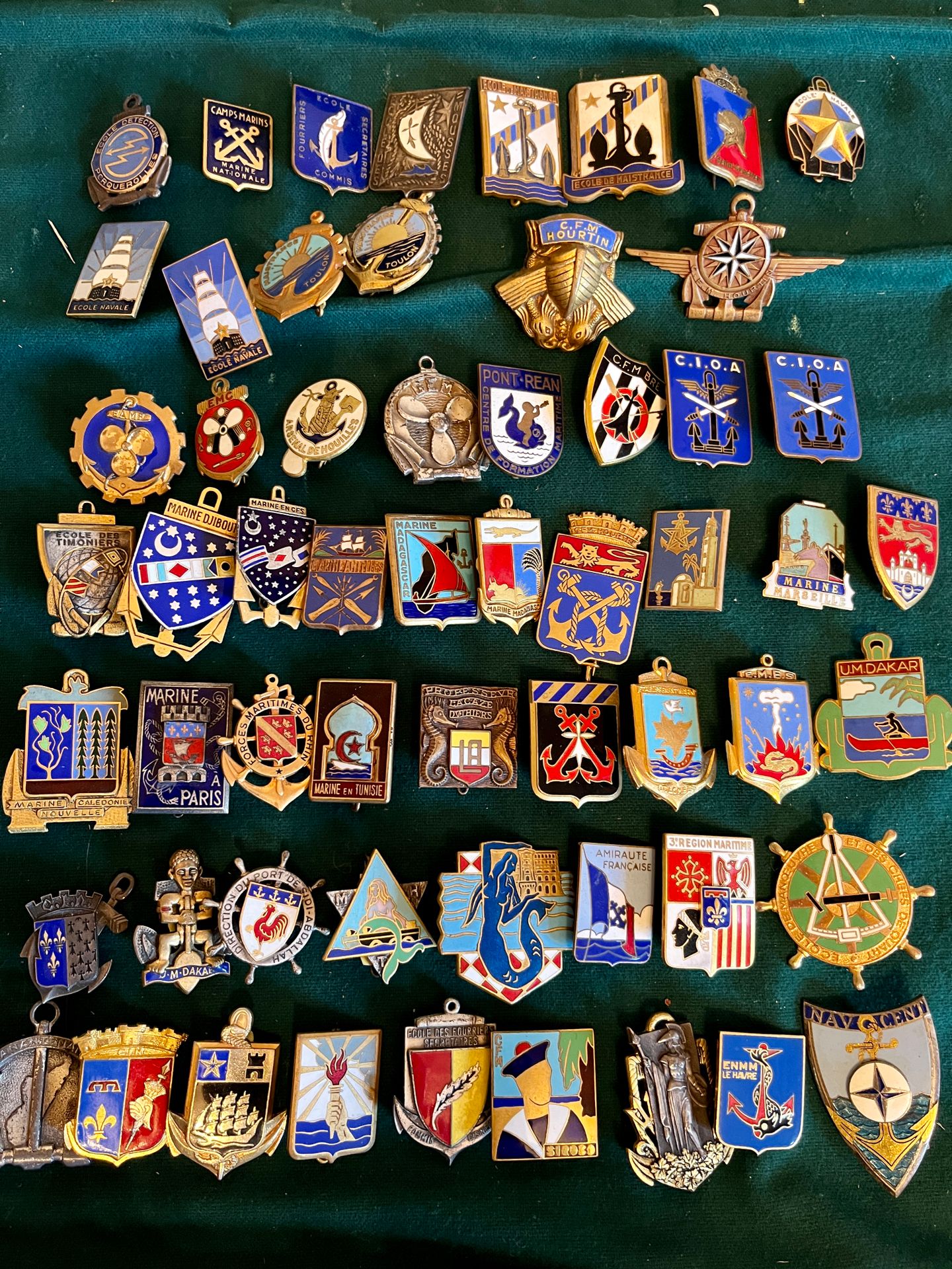 Null 58 badges of the French Navy Bases, Depots, UM, CFM and others