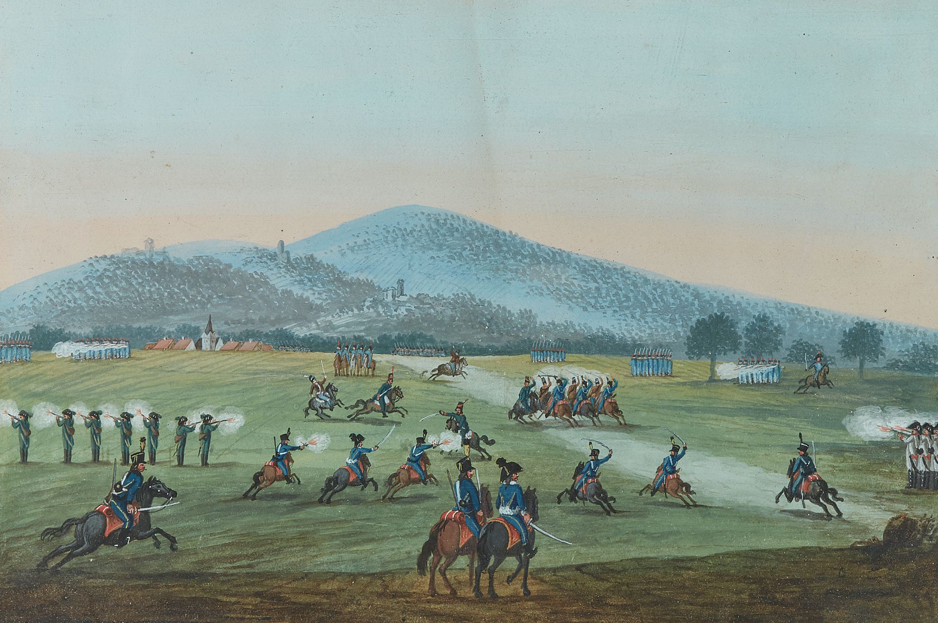 Null Ecole française, XIXème siècle 
Scène de bataille
Gouache 
19 x 28 cm
