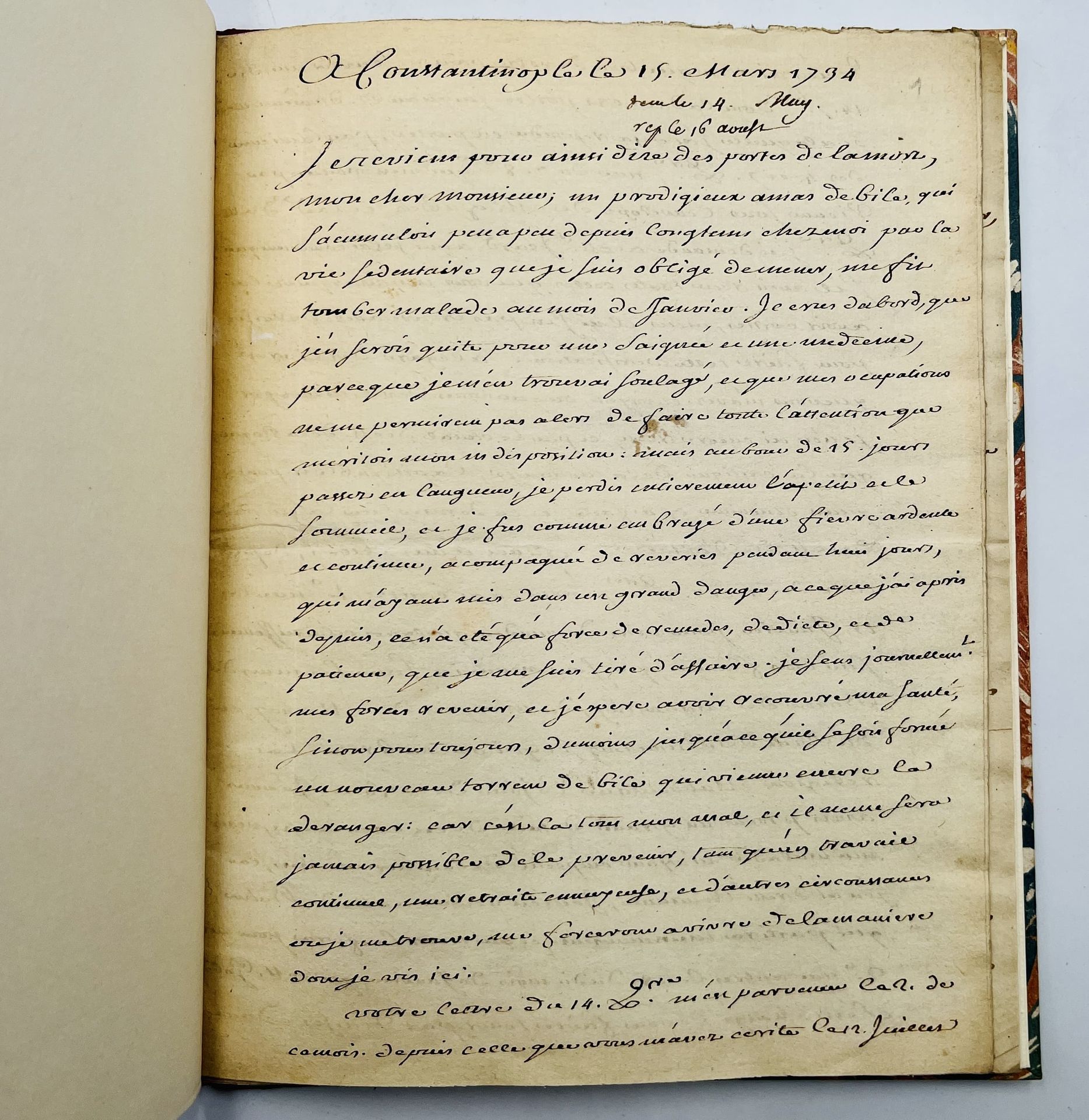 DESROCHES, Pierre-Vincent 2 lettres autographes. Constantinople, 1734. 2 lettres&hellip;