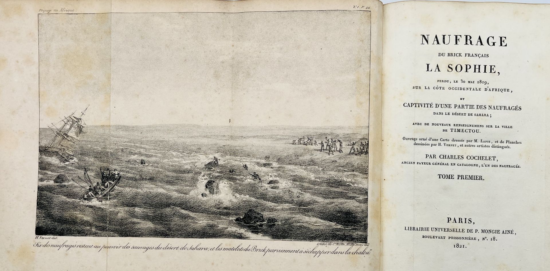 COCHELET, Charles 1819年5月30日，法国双桅船 "La Sophie "号在非洲西海岸失事，一些遇难者被囚禁在撒哈拉沙漠；还有关于Time&hellip;