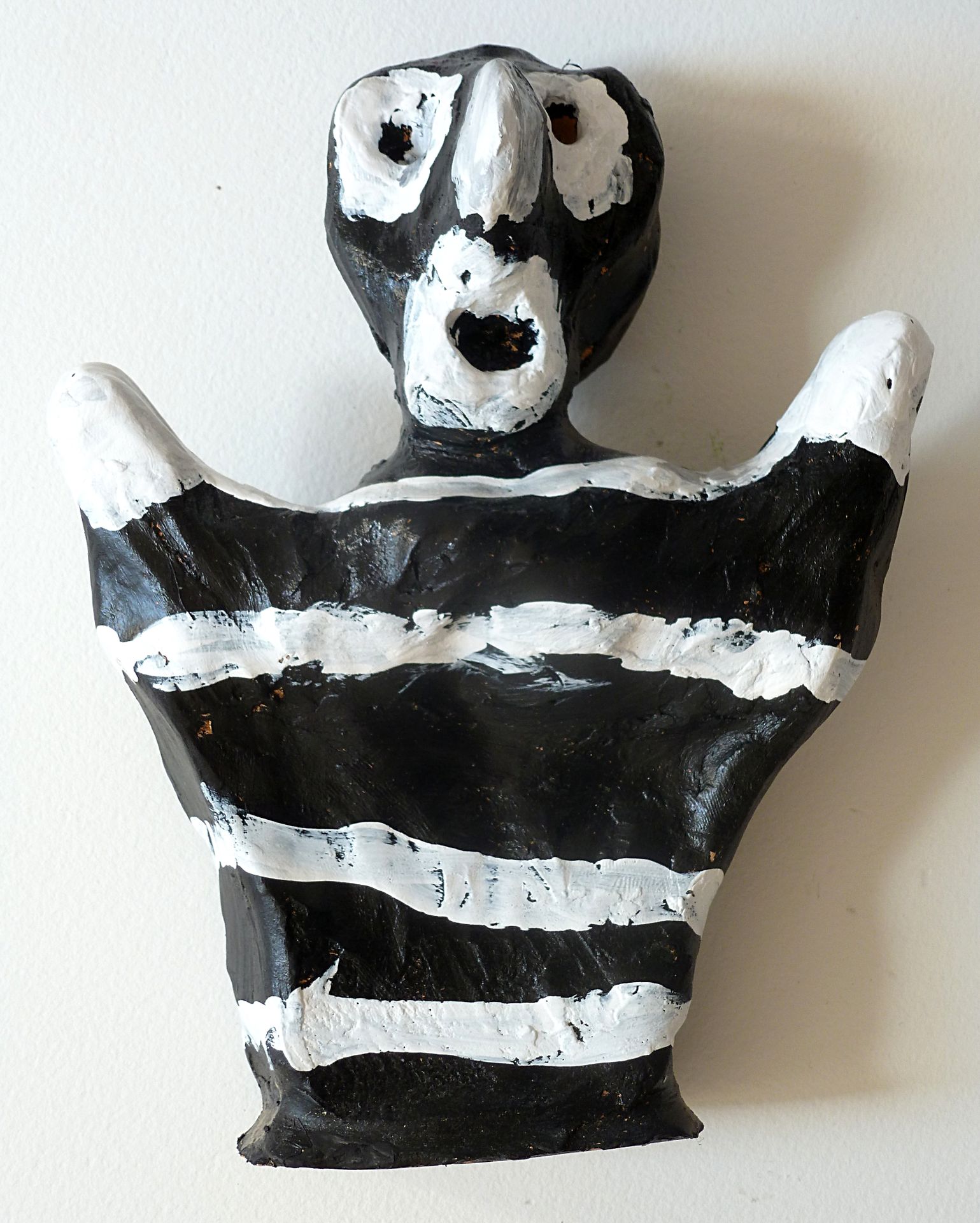 PHILIPPOT Renaud Buste I / Sculpture en terre crue / Polychrommé en noir et blan&hellip;