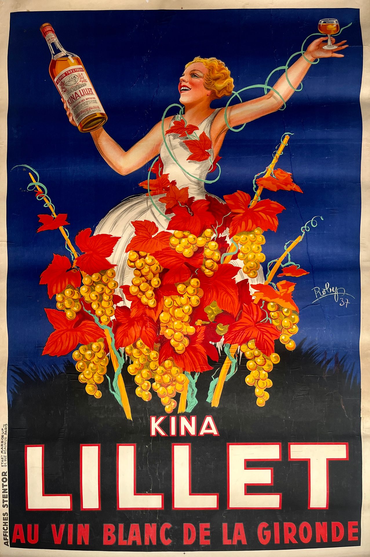 ROBYS (Robert Wolff dit). Kina Lillet au vin blanc de la Gironde. 1937. Affiche &hellip;
