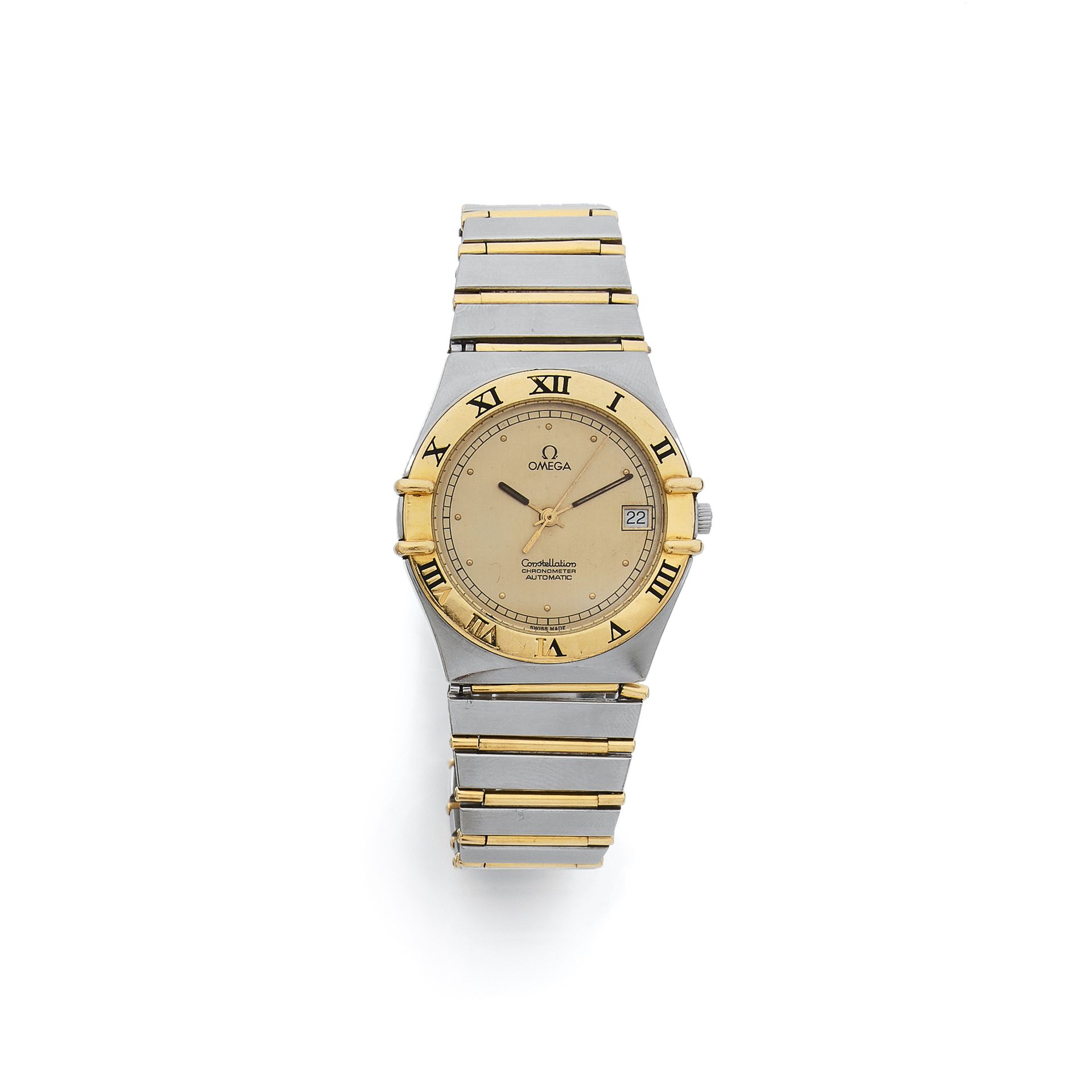 OMEGA, Constellation, vers 2000 Gold and steel watch, graduated bezel with Roman&hellip;