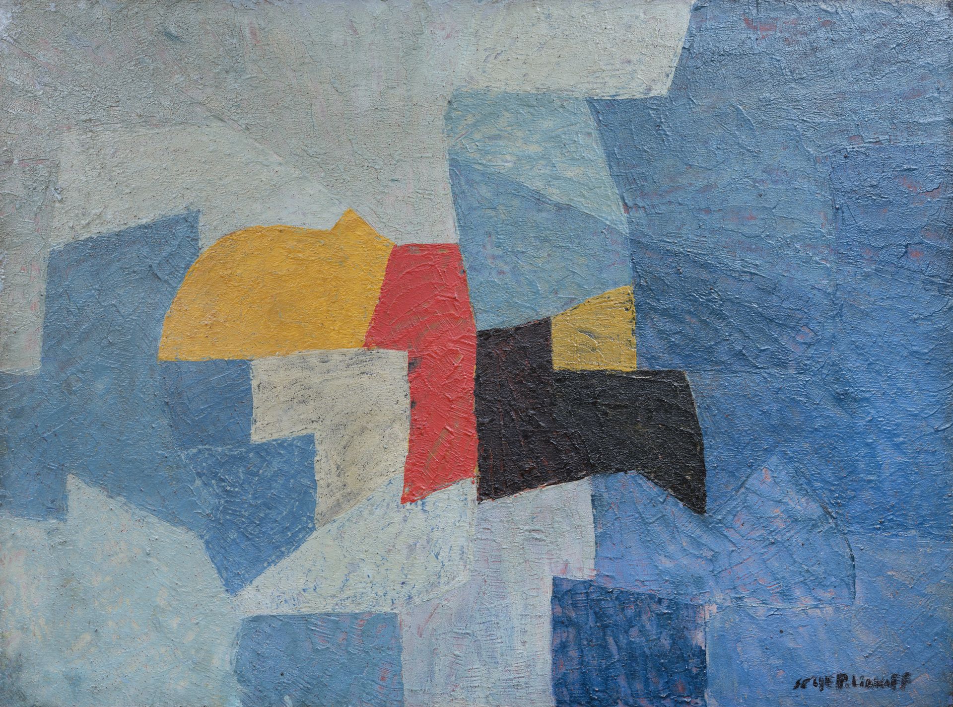 Serge POLIAKOFF (1900-1969) 抽象构图 56-84，1956 年
画板油画，右下方有签名，背面有连署，地点为巴黎，日期为 1956 年&hellip;