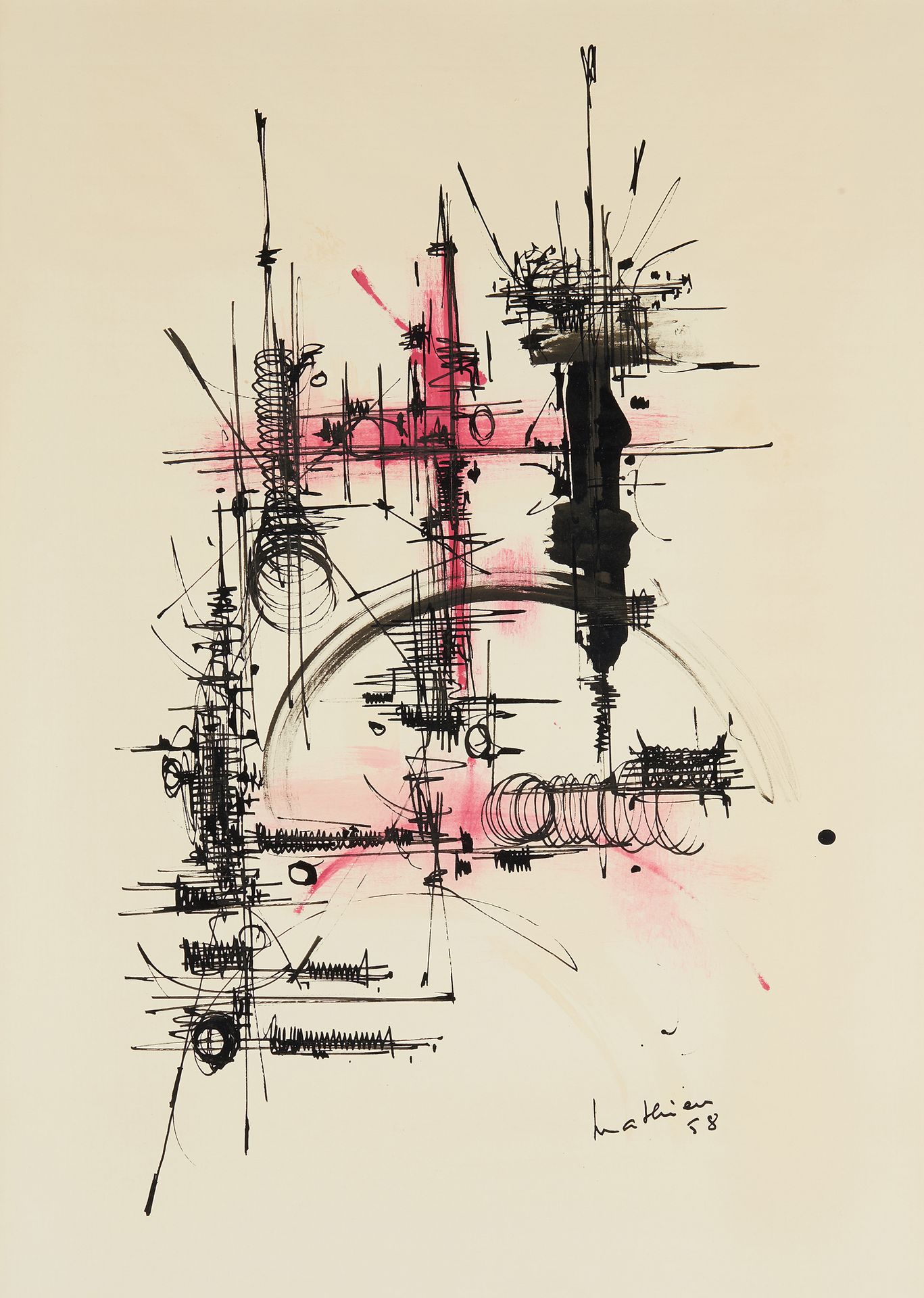 Georges MATHIEU (1921-2012) Composizione, 1958
Inchiostro nero e gouache su cart&hellip;